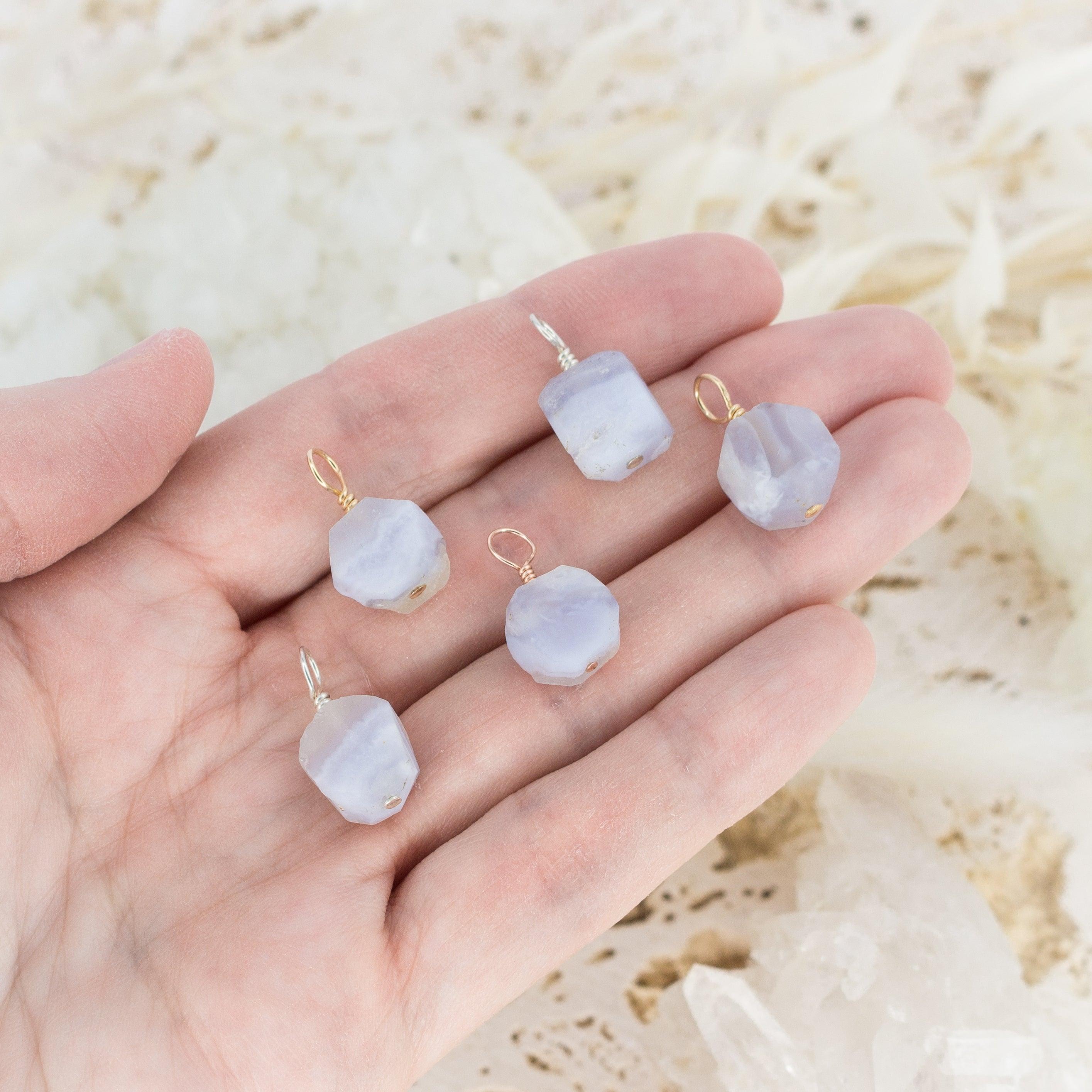 Natural Raw Blue Lace Agate Crystal Pendant Necklace - Healing Stone Jewelry for Women - Perfect for Meditation, Energy Work & Spiritual Gifts