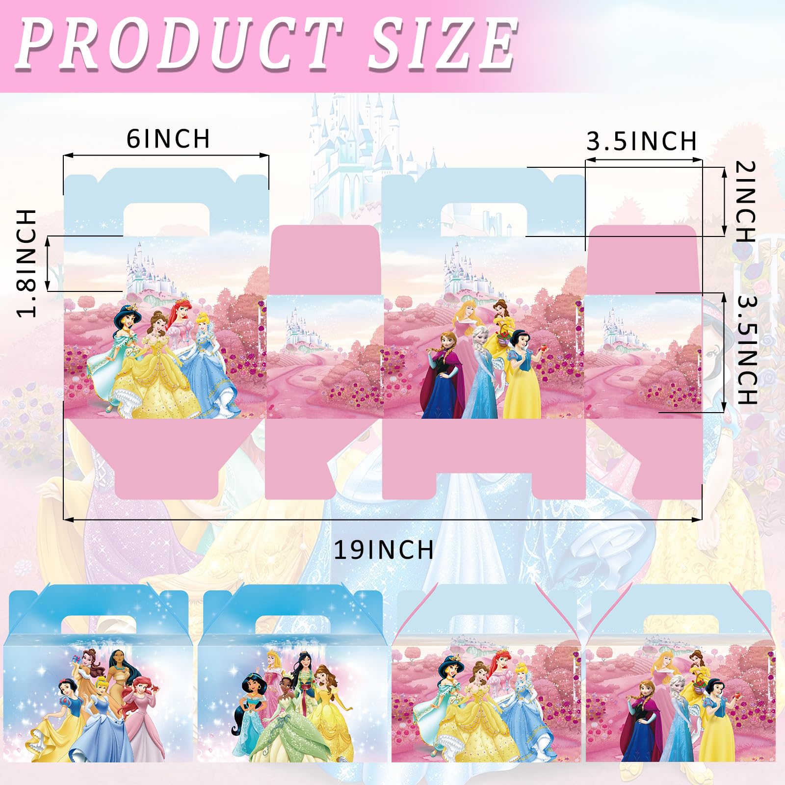 20 PCS Princess Party Favor Boxes - Princess Theme Candy & Cookie Gift Boxes for Kids Birthday Party, Baby Shower, Bridal Shower | Perfect for Party Favors, Wedding Decorations, and Special Events