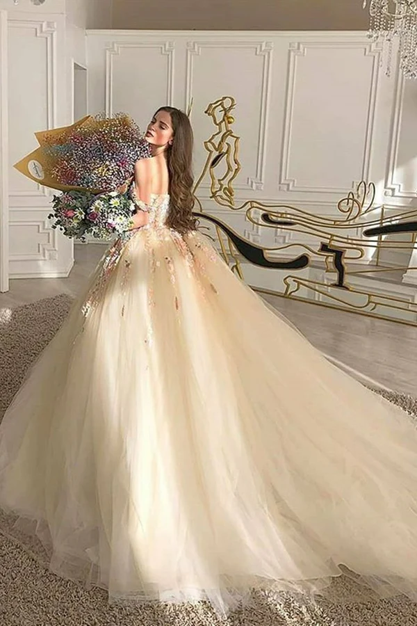 Elegant Off Shoulder Floral A-Line Prom Dress with 3D Flowers - Formal Party Gown for Sweet 16, Homecoming, Ball & Special Occasions - Style J5040