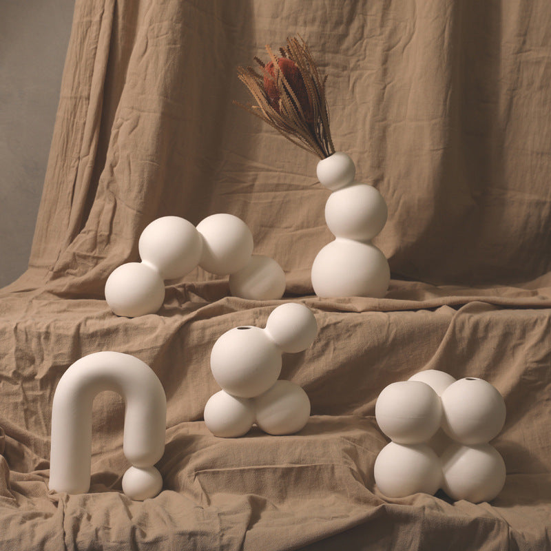 Andro Dot Porcelain Vases - Handcrafted Ceramic Home Decor for Living Room, Bedroom & Office - Elegant Floral Arrangement Centerpiece for Modern Interior Design