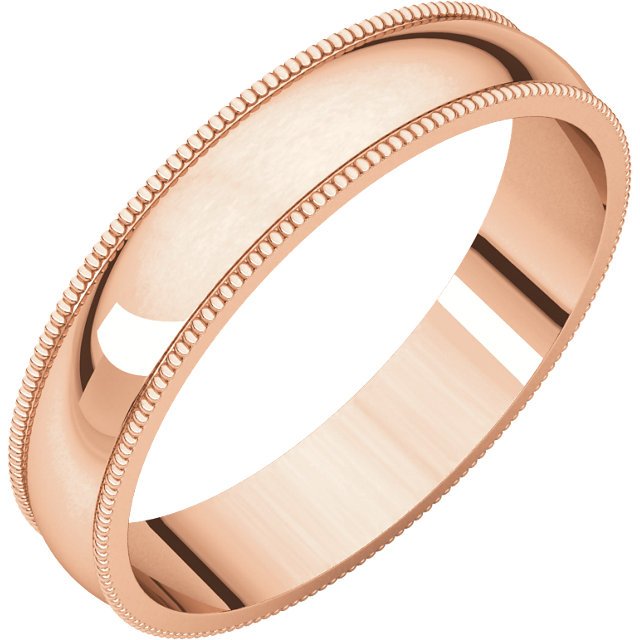 14K Gold 4mm Lightweight Milgrain Wedding Band for Women - Elegant Bridal Ring for Engagement, Anniversary & Everyday Wear