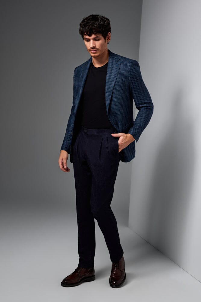 Greyson Wool Houndstooth Jacket for Men - Navy & Black - Warm Winter Coat for Business, Office & Casual Outfits