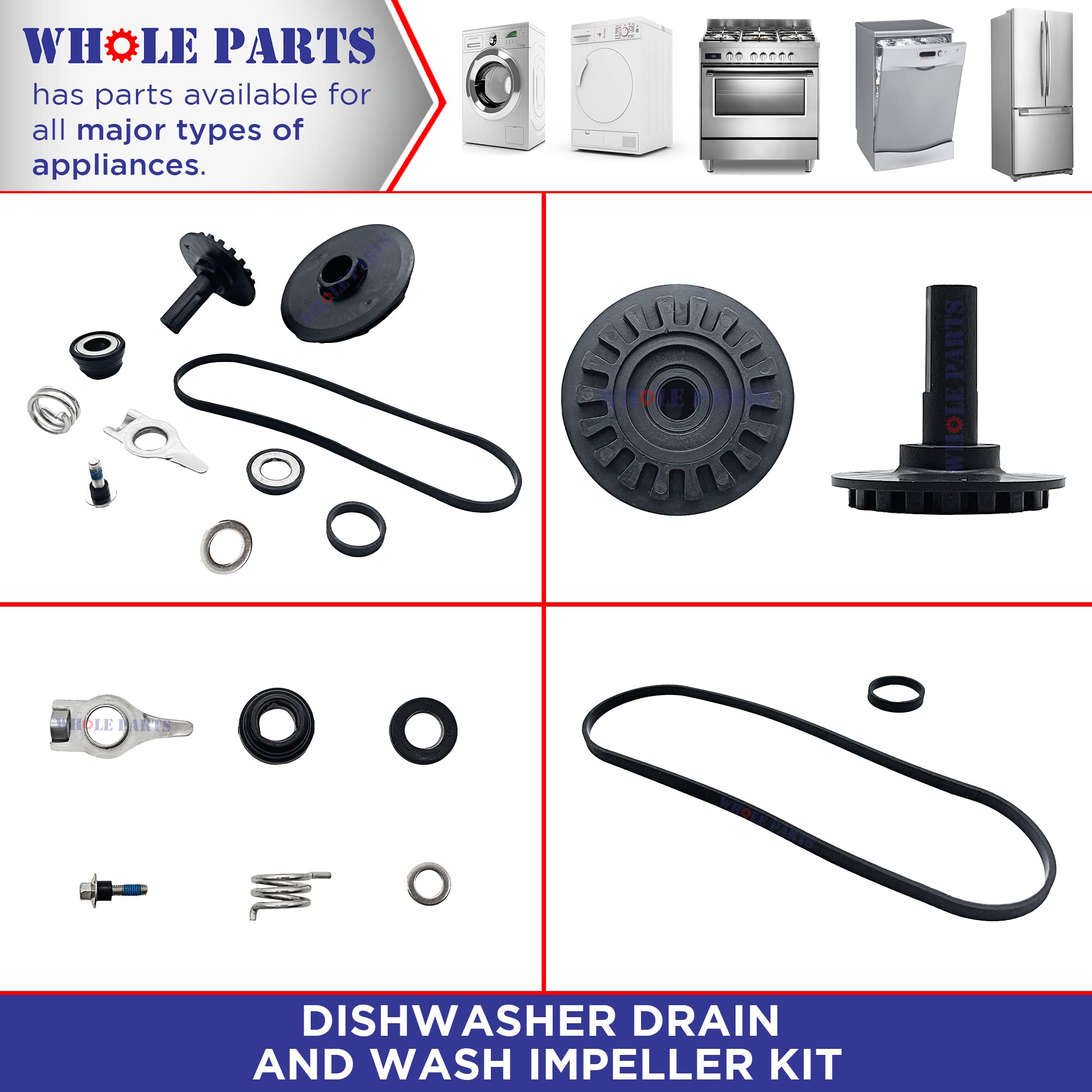 Whirlpool Dishwasher Drain and Wash Impeller Kit Replacement Part #675806 - Compatible with Select Whirlpool Models - Replaces AP3115180, 302706, 302718 - Non-OEM Appliance Repair Part - Perfect for DIY Dishwasher Maintenance and Repair