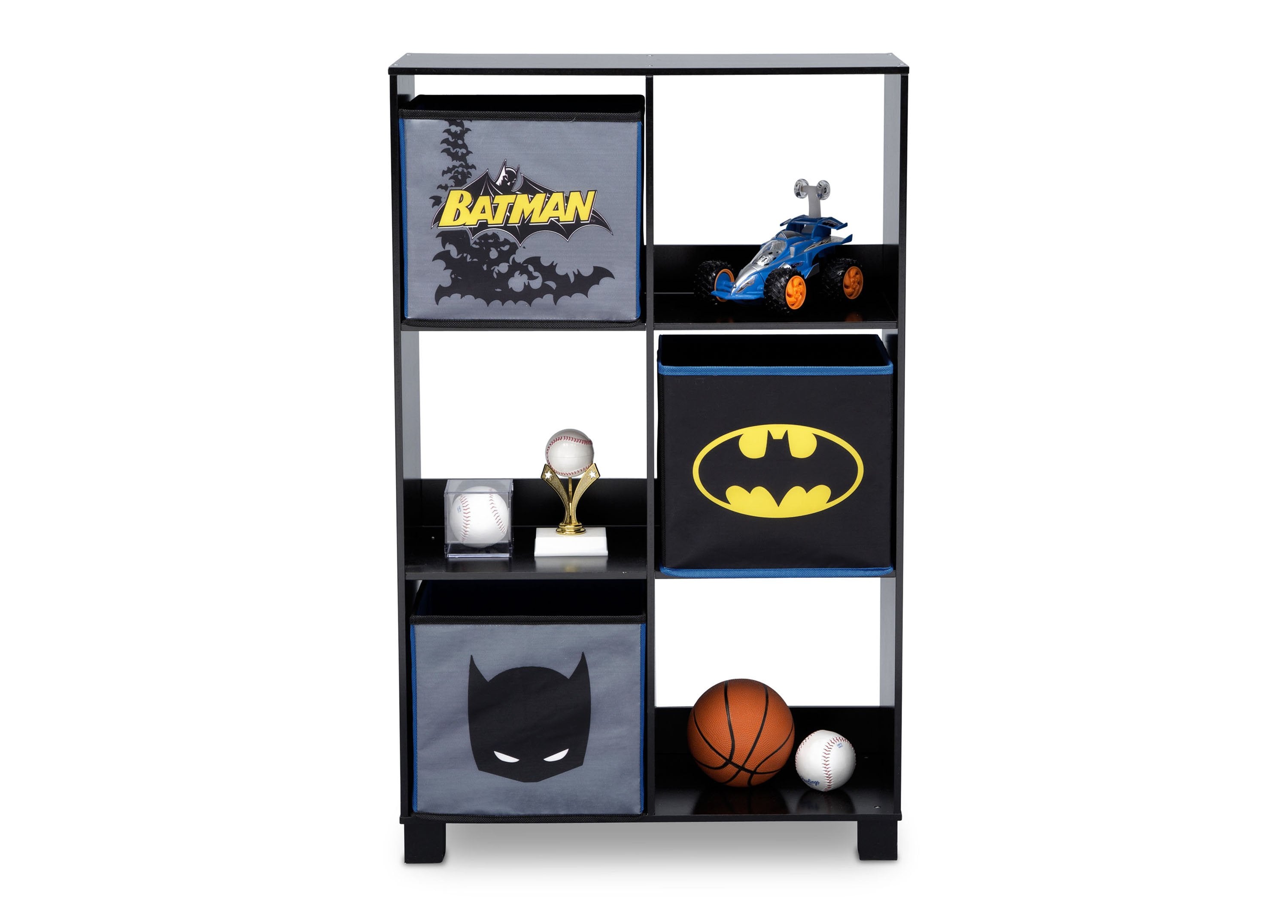 Batman 6-Cubby Kids Storage Organizer - Toy & Book Shelf for Bedroom & Playroom - Durable Wooden Storage Unit for Superhero Fans