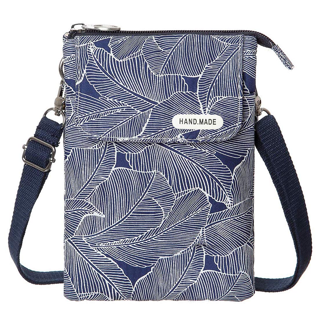 WITERY Leaf Pattern Canvas Crossbody Phone Purse for Women - Lightweight Small Wallet Bag with Adjustable Strap, Perfect for Daily Use, Travel, and Shopping