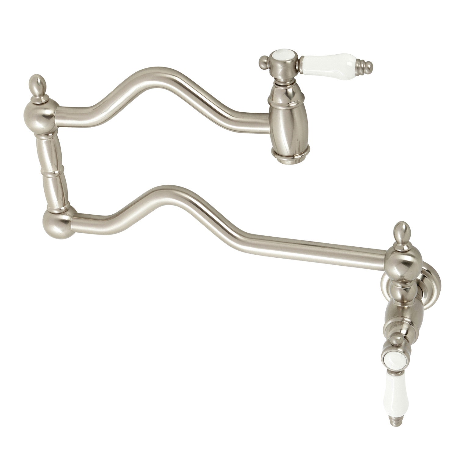 Bel Air KS2108BPL Brushed Nickel Two Handle Pot Filler Faucet - Ideal for Kitchen Sink, Stove, and Cooking Area
