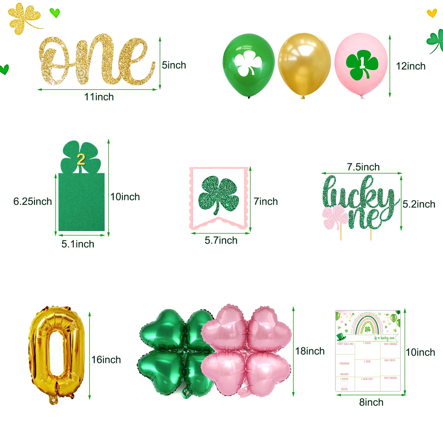 Lucky One 1st Birthday Party Decorations - St. Patrick's Day Shamrock Banner & Irish Themed Supplies for Girls | Perfect for Saint Paddy's Day Celebrations & Baby's First Birthday Party Decor