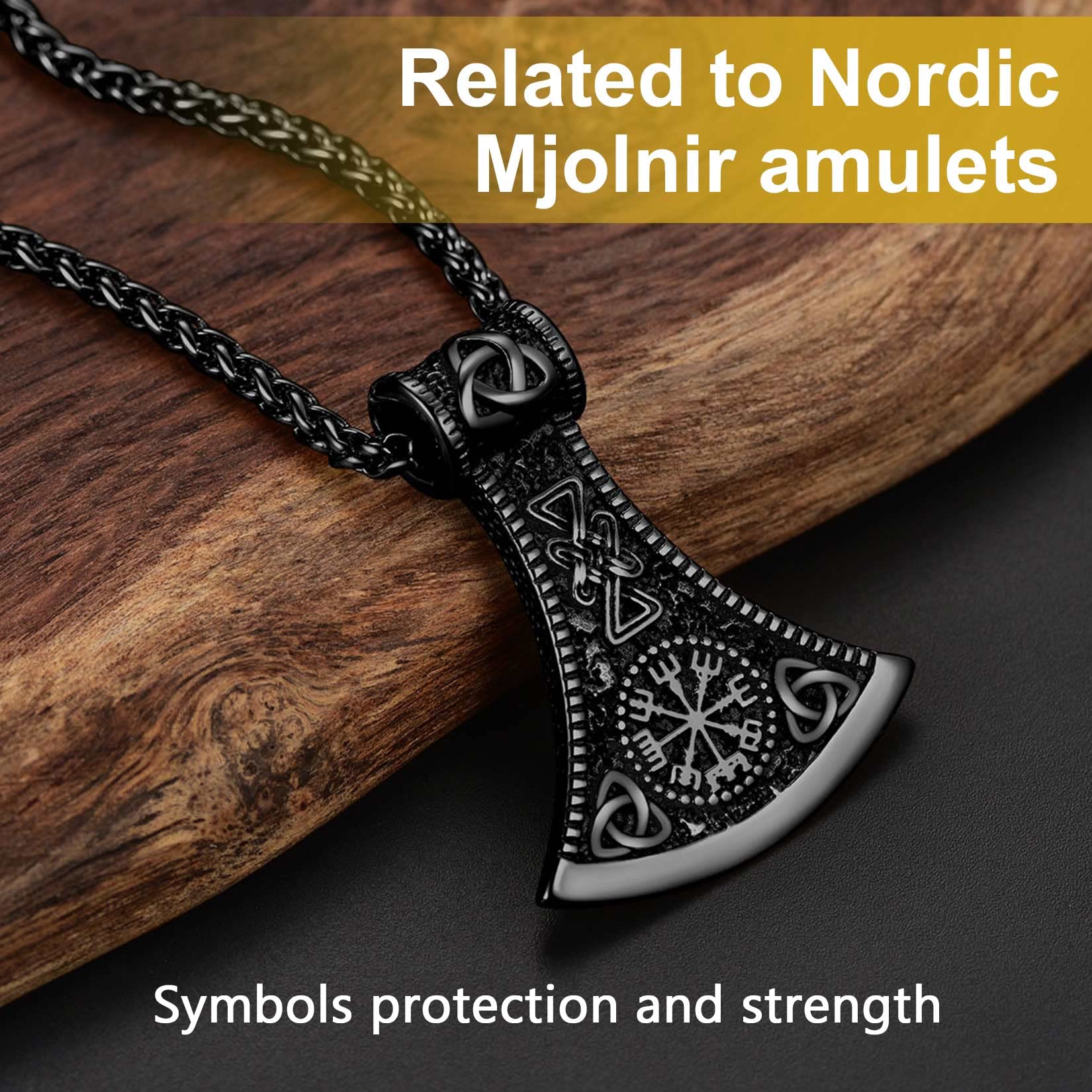 ChainsProMax Solid Norse Axe Necklace - Viking Jewelry with Stainless Steel/Gold Plated/Black Chain - Perfect Gift for Men & Women - Ideal for Viking Lovers, Cosplay, and Norse Mythology Enthusiasts