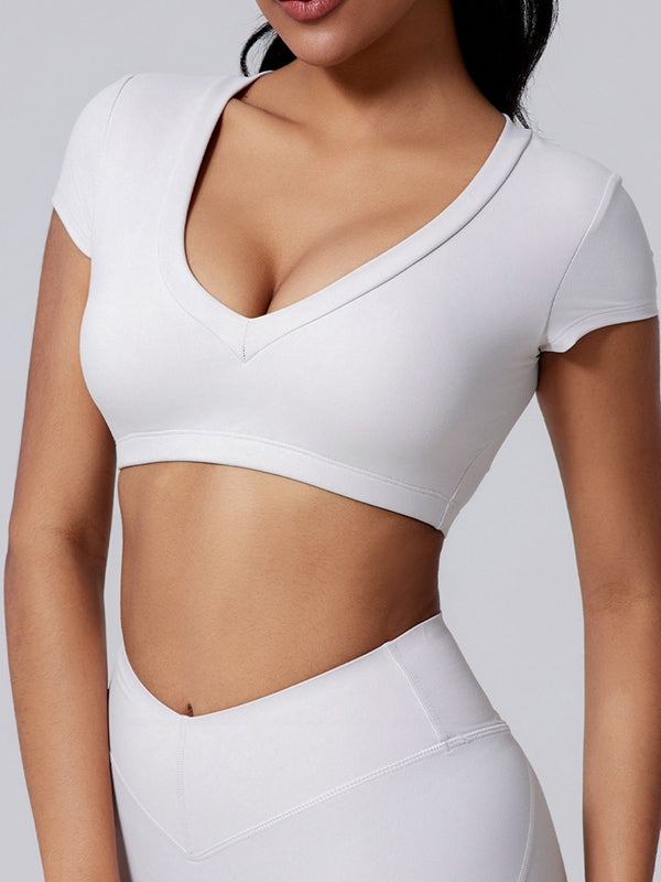 ZASUWA Women's V-Neck Backless Short Sleeve Blouse - Sexy Casual Top for Date Night, Party & Summer Outfits