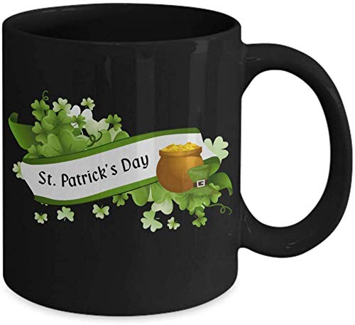 Happy St. Patrick's Day Coffee Mug - Funny Irish Gift for St. Patty's Day - Shamrock Design Ceramic Cup - Perfect for Beer, Coffee & Tea - Great for Parties, Office & Home Use - MUGREEVA MUG