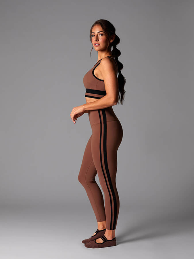 Tavi HW 7/8 Striped Women's Yoga Leggings - High Waist Workout Pants for Running, Gym & Lounge Wear