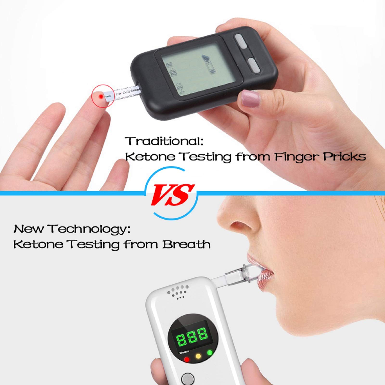 Ketosis Breath Tester - Portable Ketone Meter Breathalyzer for Ketogenic Diet & Weight Loss, Includes 10 Disposable Mouthpieces (White) | Monitor Ketosis Levels for Keto Diet, Intermittent Fasting & Low-Carb Lifestyle
