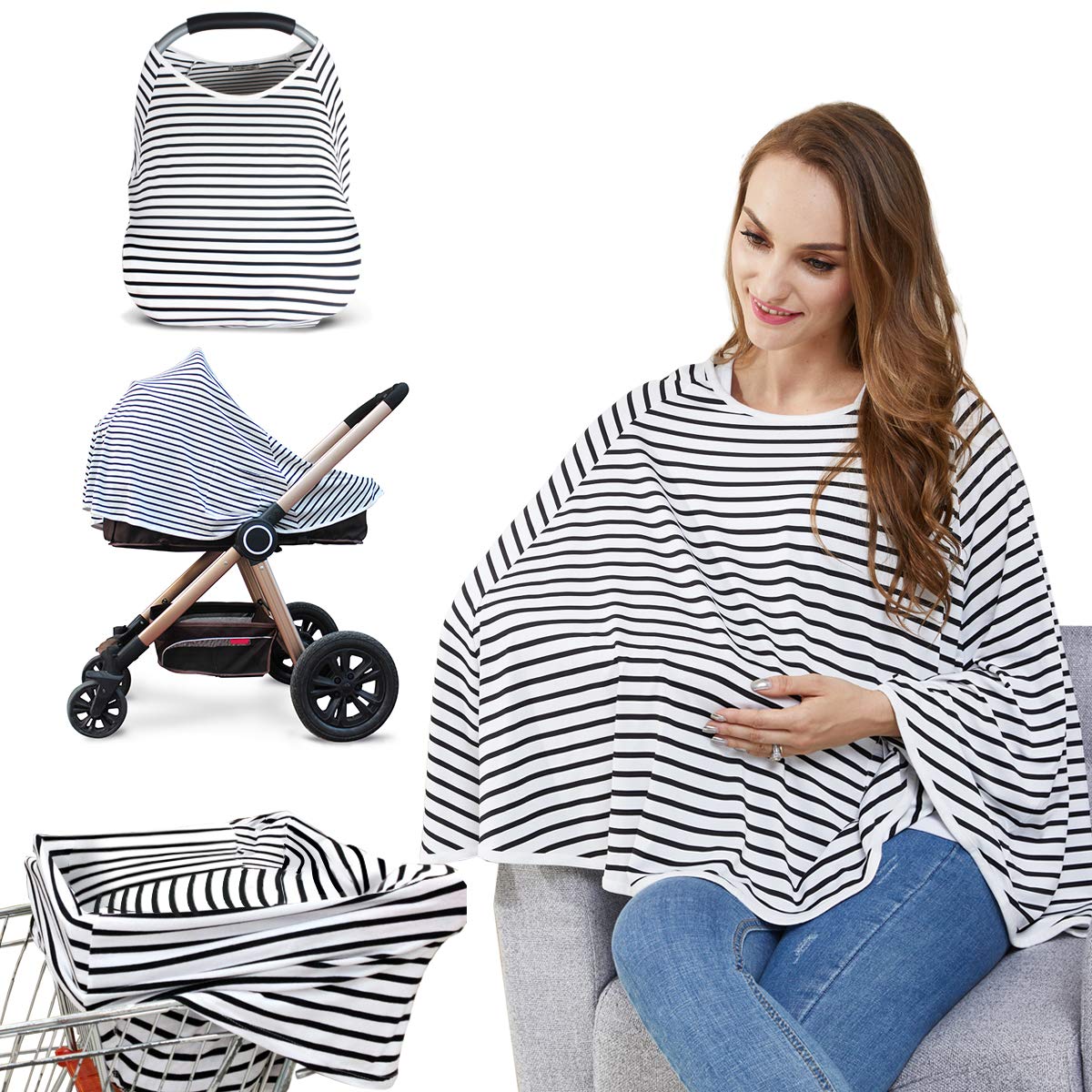 Nursing Cover & Poncho - 360° Privacy Breastfeeding, Stroller & Car Seat Cover - Baby Shower Gift for Boys & Girls