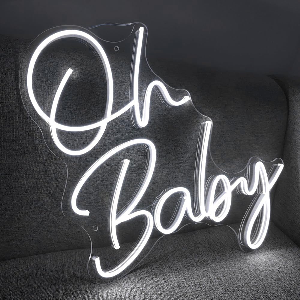 Oh Baby Neon Sign - 21.5x20 Inch Large LED Light Up Sign for Baby Shower Decor, Gender Reveal Party, Nursery Wall Decor & Birthday Backdrop - Perfect for Bedroom, Living Room & Event Decorations