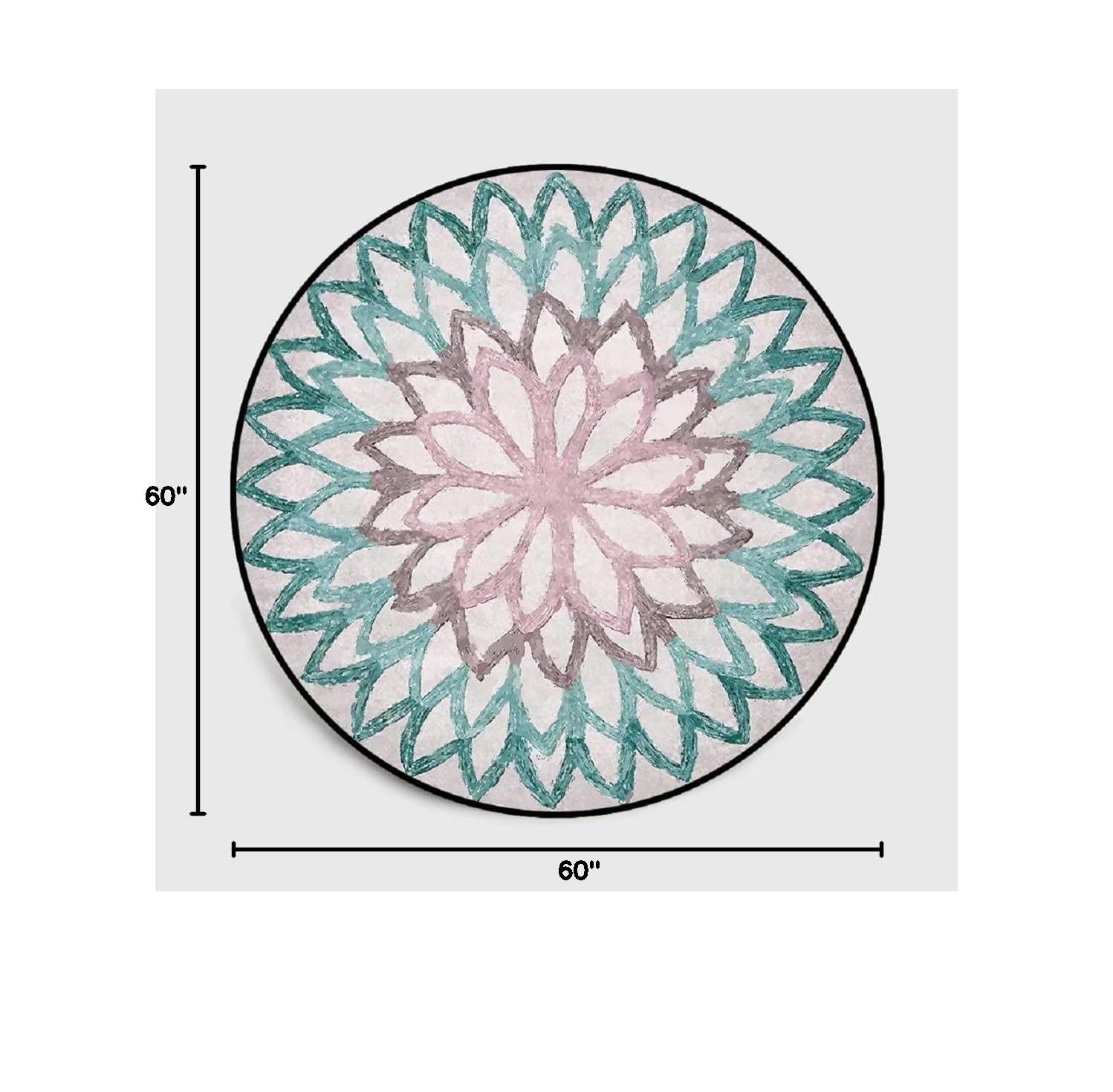 Large 5ft Boho Mandala Round Area Rug - Washable Bohemian Floor Mat for Living Room, Dining Room & Bedroom Decor | Perfect for Yoga, Meditation & Cozy Home Styling
