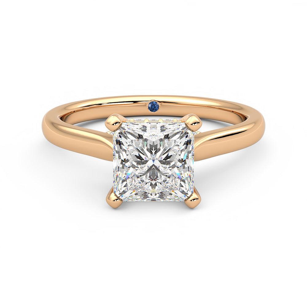 Princess Cut Moissanite Engagement Ring with Hidden Anniversary Stone & Secret Accents - Perfect for Proposals, Weddings & Anniversary Gifts