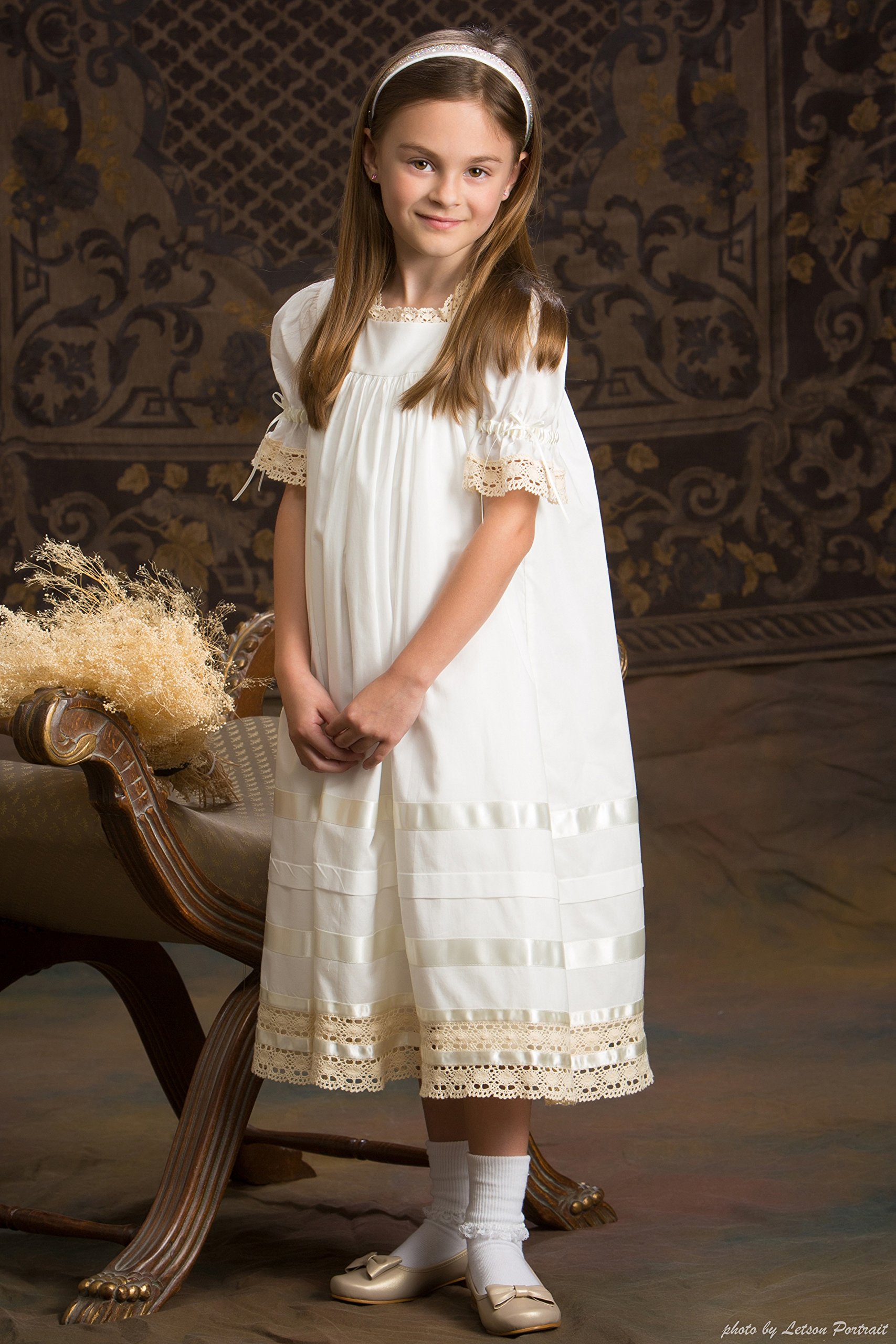 Vintage Heirloom Lace Flower Girl Dress - Elegant White & Ivory Lace Dresses for Weddings, Baptisms & Special Occasions
