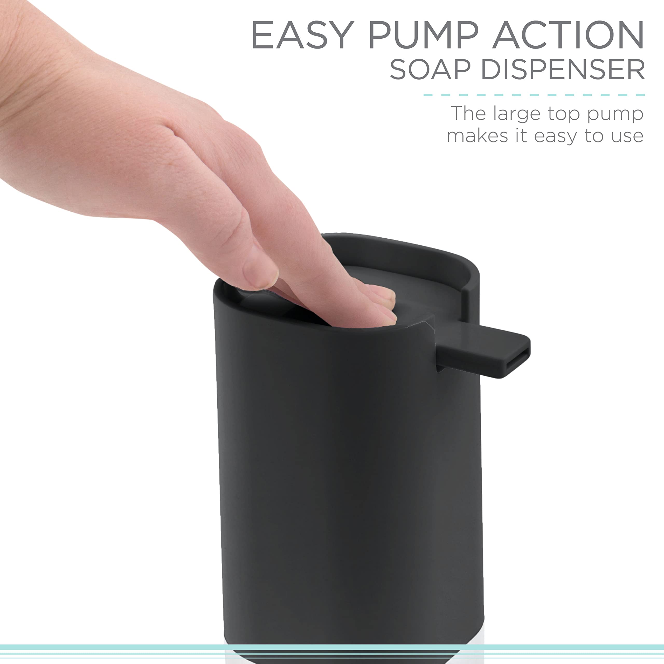 Bath Bliss Acrylic Soap Dispenser - 14 oz Capacity, Easy Pump Design, Rust-Resistant for Bathroom & Kitchen - Perfect for Liquid Soap, Lotion & Hand Wash (Black)