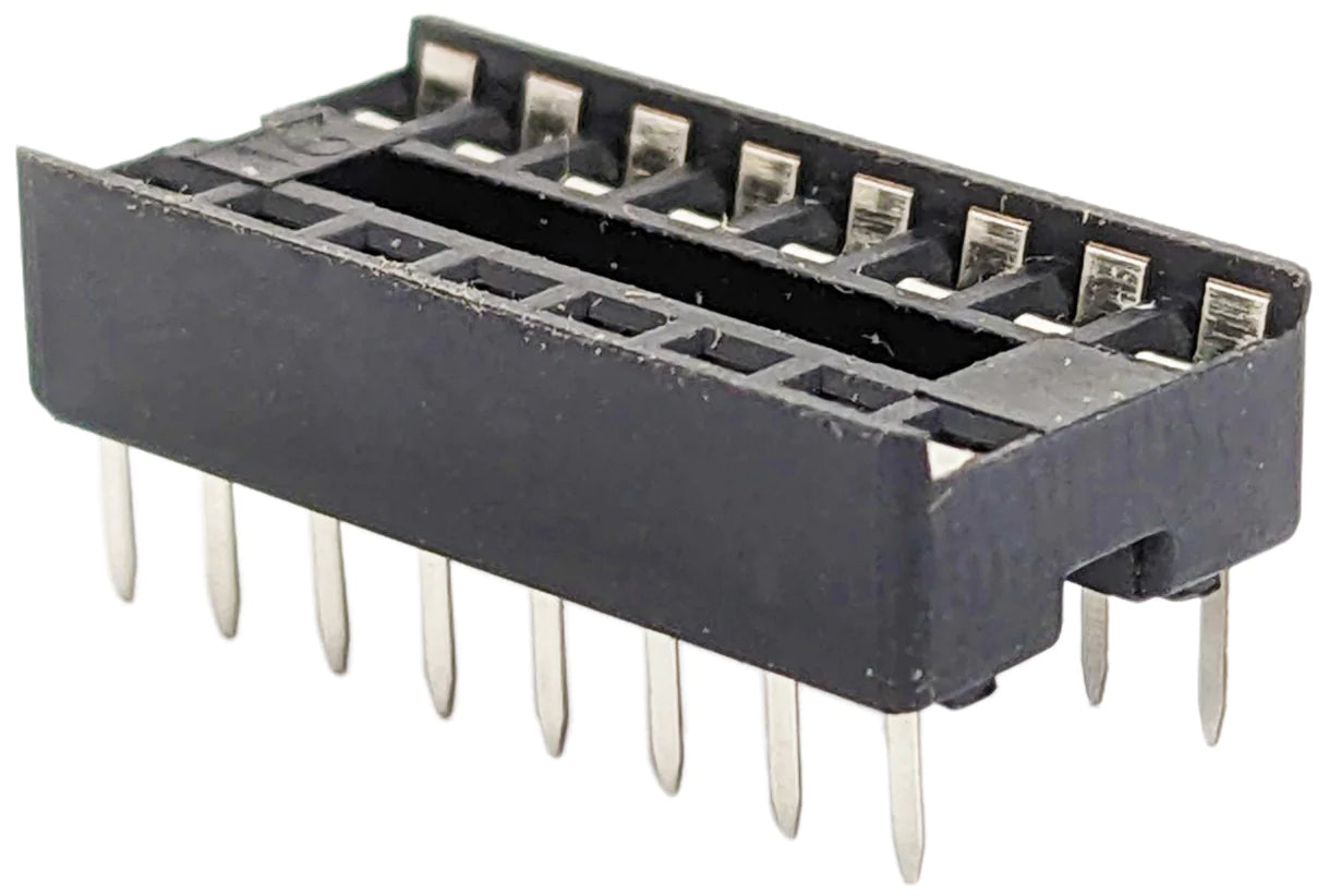 16 Pin Solder Tail Low Profile DIP IC Socket - 2.54mm Pitch, 7.6mm Row Spacing - Perfect for PCB Prototyping & Electronics Repair Projects