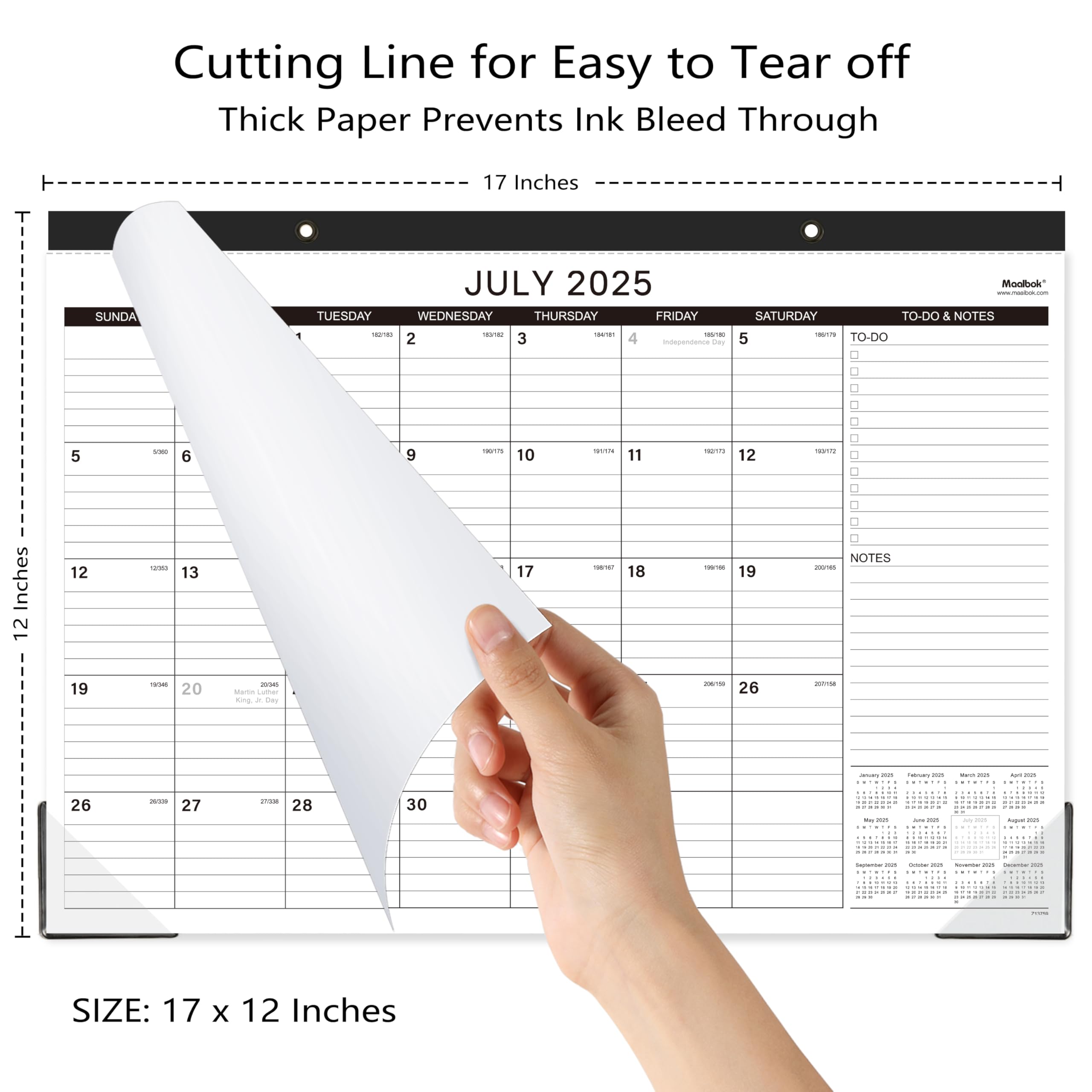 2025-2026 18-Month Desk Calendar | July 2025 - December 2026 | Large 17