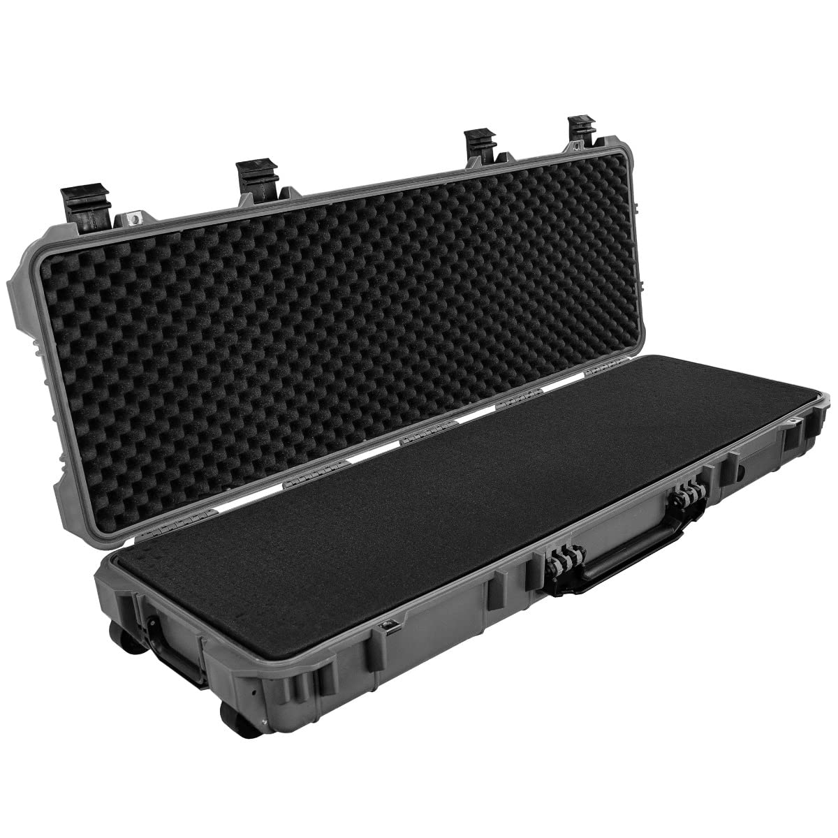 Eylar Don't Tread On Me Hard Rifle Case - 53 Inch Waterproof & Shockproof Gun Case with Protective Foam (Gray) - Perfect for Hunting, Shooting Range & Firearm Storage