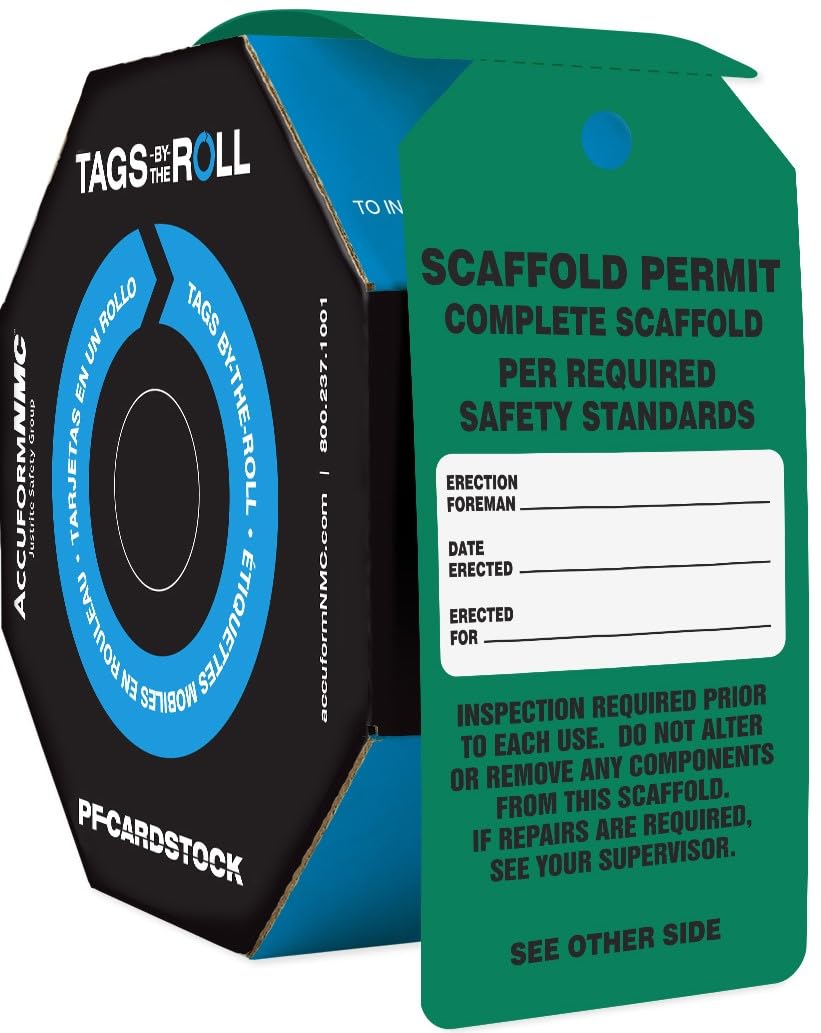 250 Scaffolding Tags by-The-Roll - OSHA Compliant Scaffold Permit Tags, 6.25