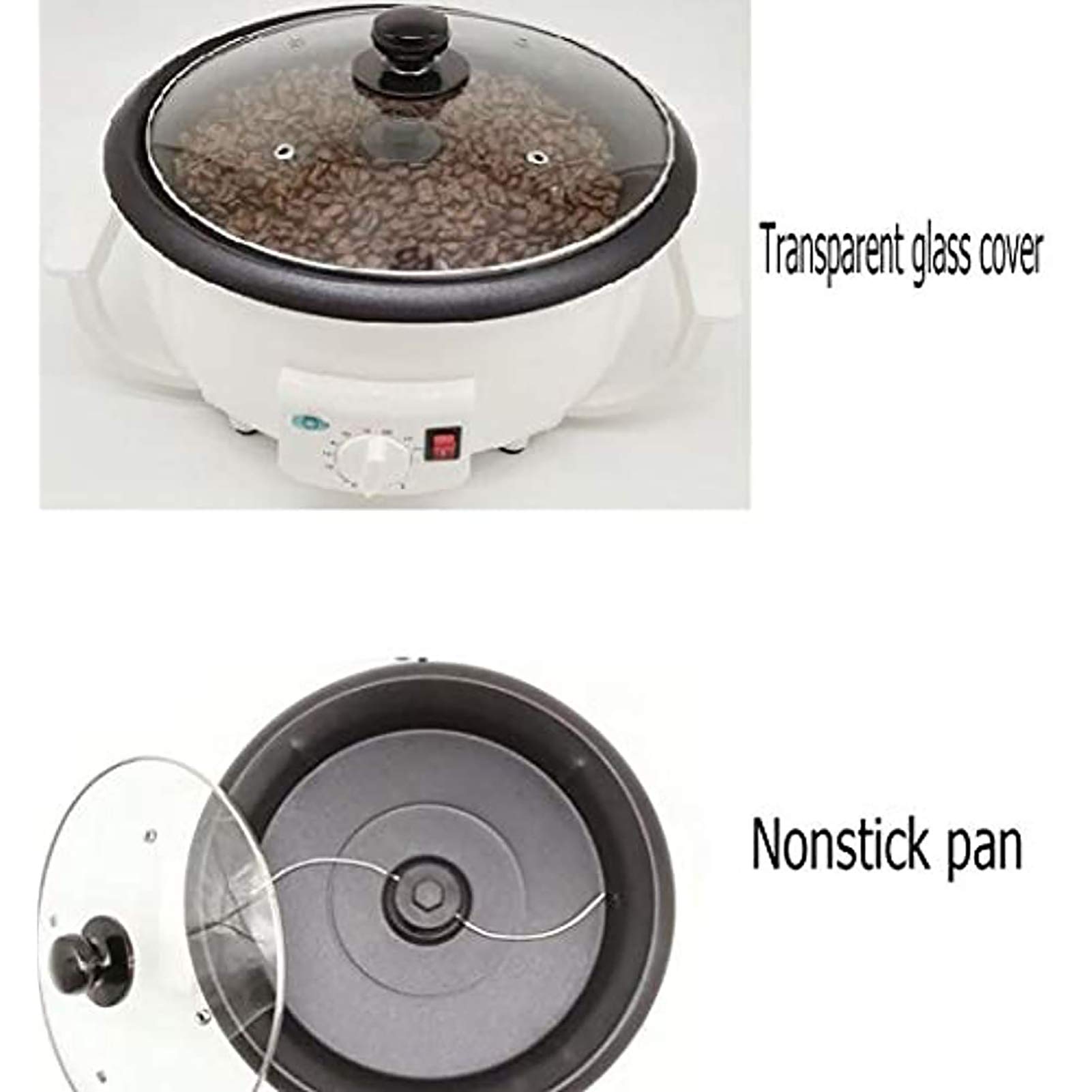 Electric Coffee Bean Roaster Machine - Stainless Steel Drum Roaster with Thermostat Control for Home Use | Perfect for Fresh Coffee Roasting, DIY Coffee Shops & Gifts (220V)