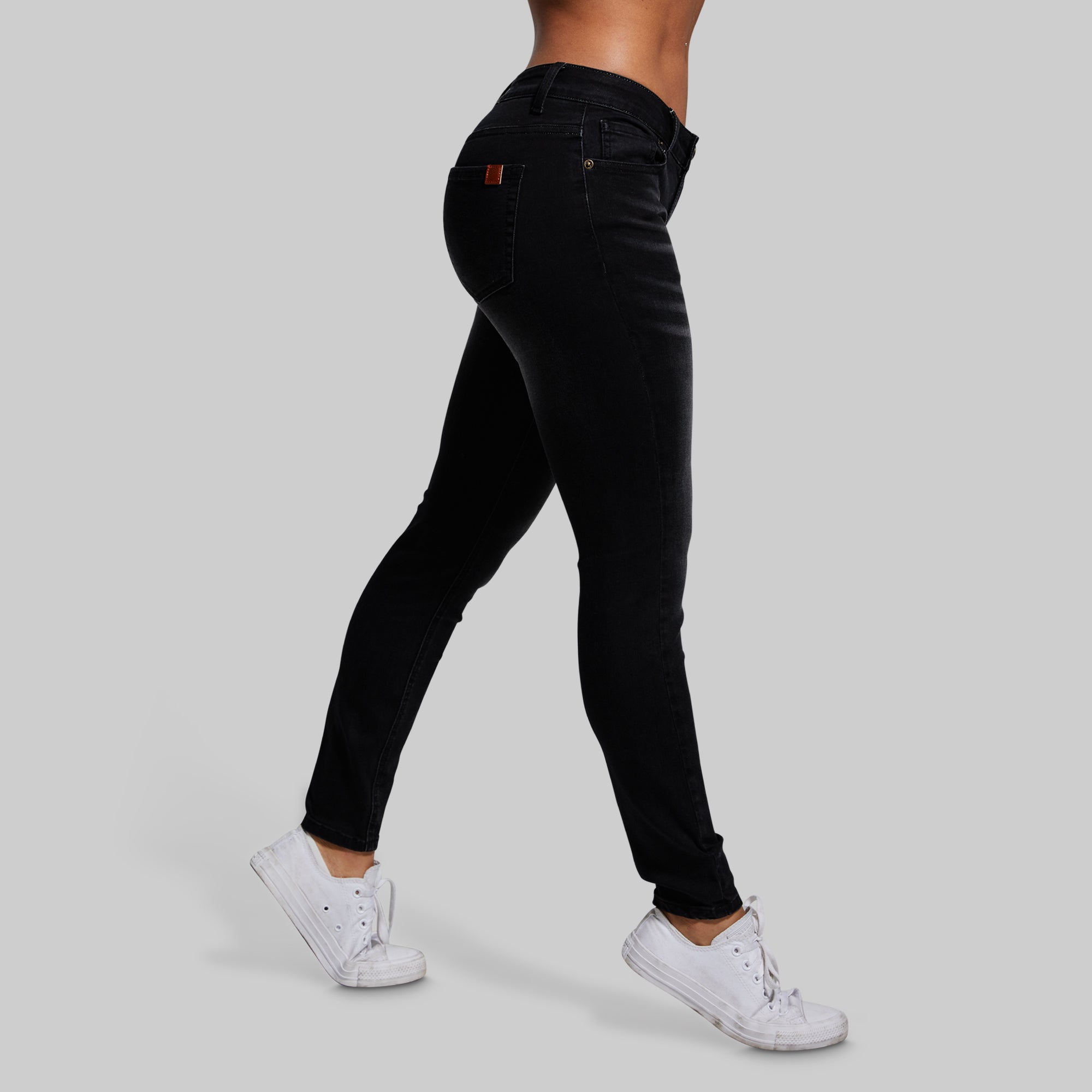 FLEX Stretchy Mid Rise Skinny Jeans for Women - Comfortable Slim Fit Stretch Denim Pants (Black) | Perfect for Work, Casual Wear & Everyday Outfits
