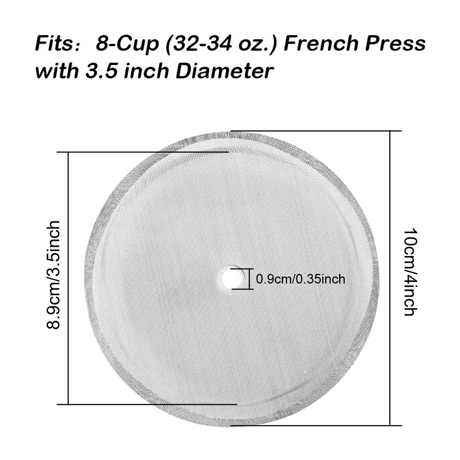 2-Pack Stainless Steel French Press Replacement Filters - Fine Mesh Screen for 34oz/8 Cup Coffee Makers - Durable & Easy Clean - Perfect for Home, Office & Camping Coffee Brewing