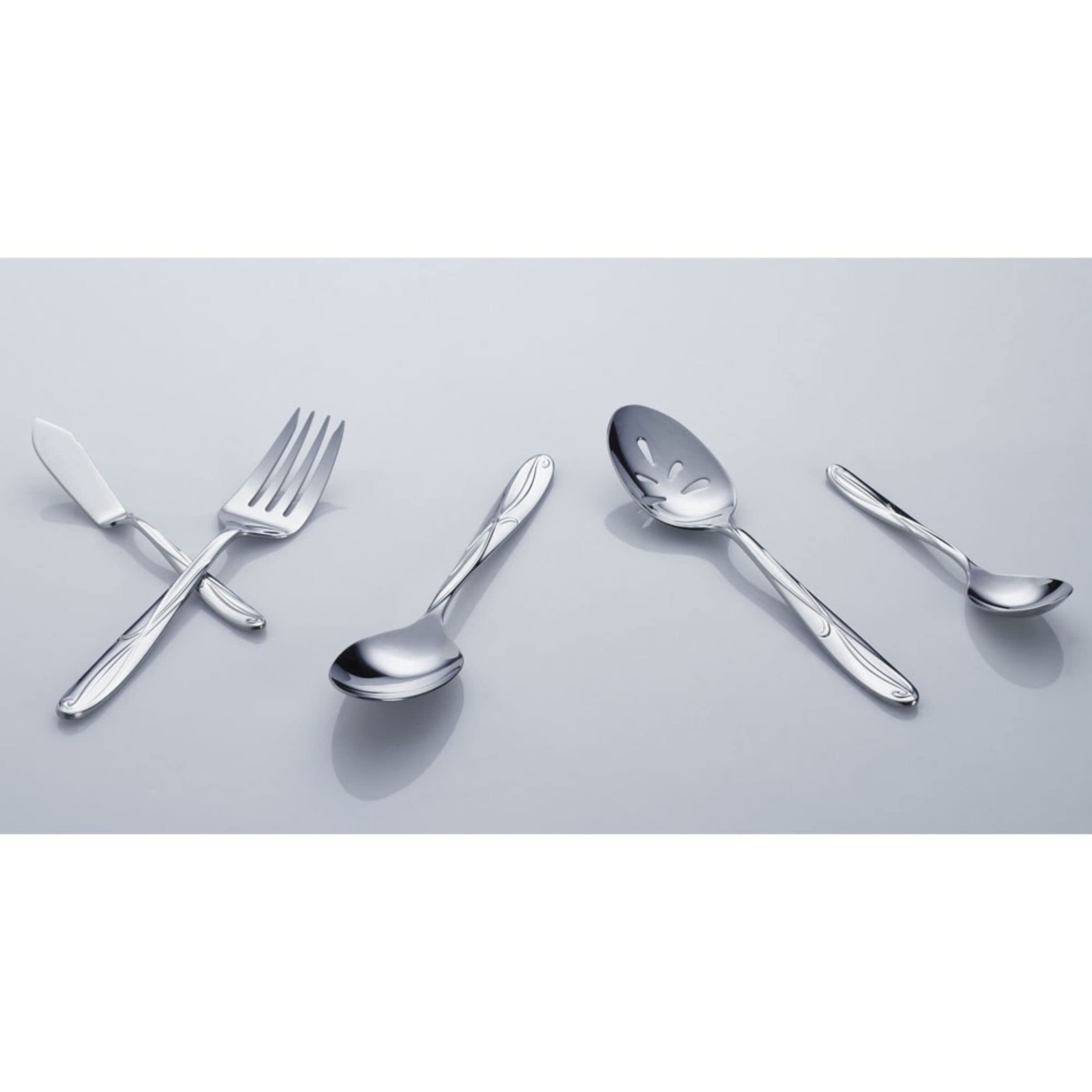 Mikasa Cocoa Blossom 65-Piece Flatware Set for 12 - 18/10 Stainless Steel Silverware with Serving Utensils - Elegant Dinnerware for Formal Dining, Weddings & Special Occasions