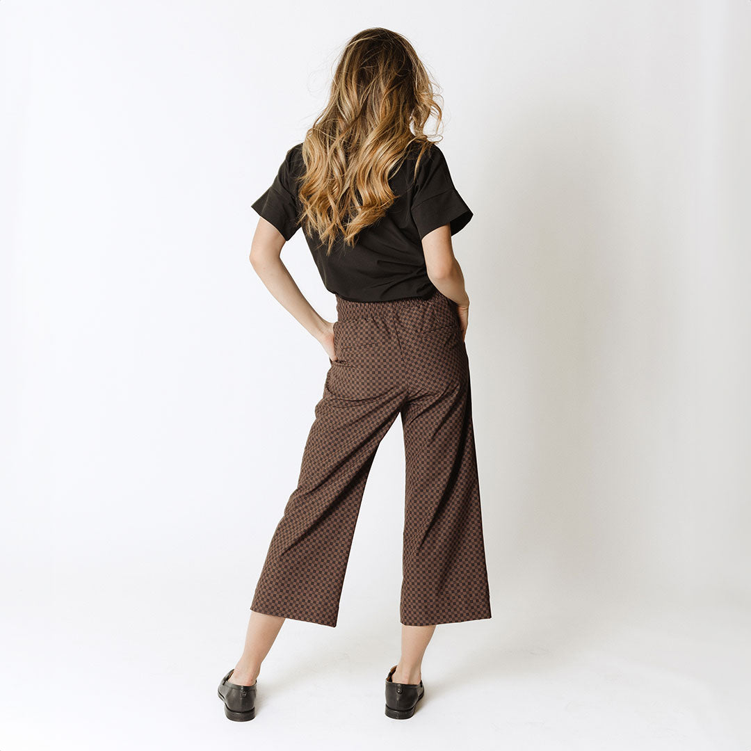 Audrey Wide Leg Pants for Women - High Waisted Linen Trousers with Wicker Print | Perfect for Summer, Office Wear & Casual Outfits