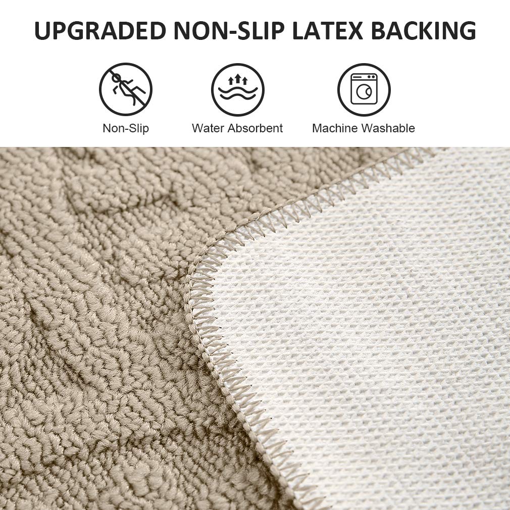 VANZAVANZU Non-Slip Kitchen Rugs 2 Pack - 30x18 Inch Half Round Absorbent Kitchen Mats with Latex Backing, Machine Washable Floor Mats for Kitchen, Doorway, Bathroom (Beige) - Perfect for High Traffic Areas & Spill Protection