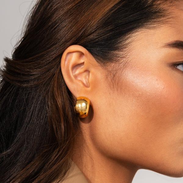 Dolce Stud Earrings for Women - 14K Gold Plated Cubic Zirconia Stud Earrings - Minimalist Elegant Earrings for Daily Wear, Work, Parties & Gifts