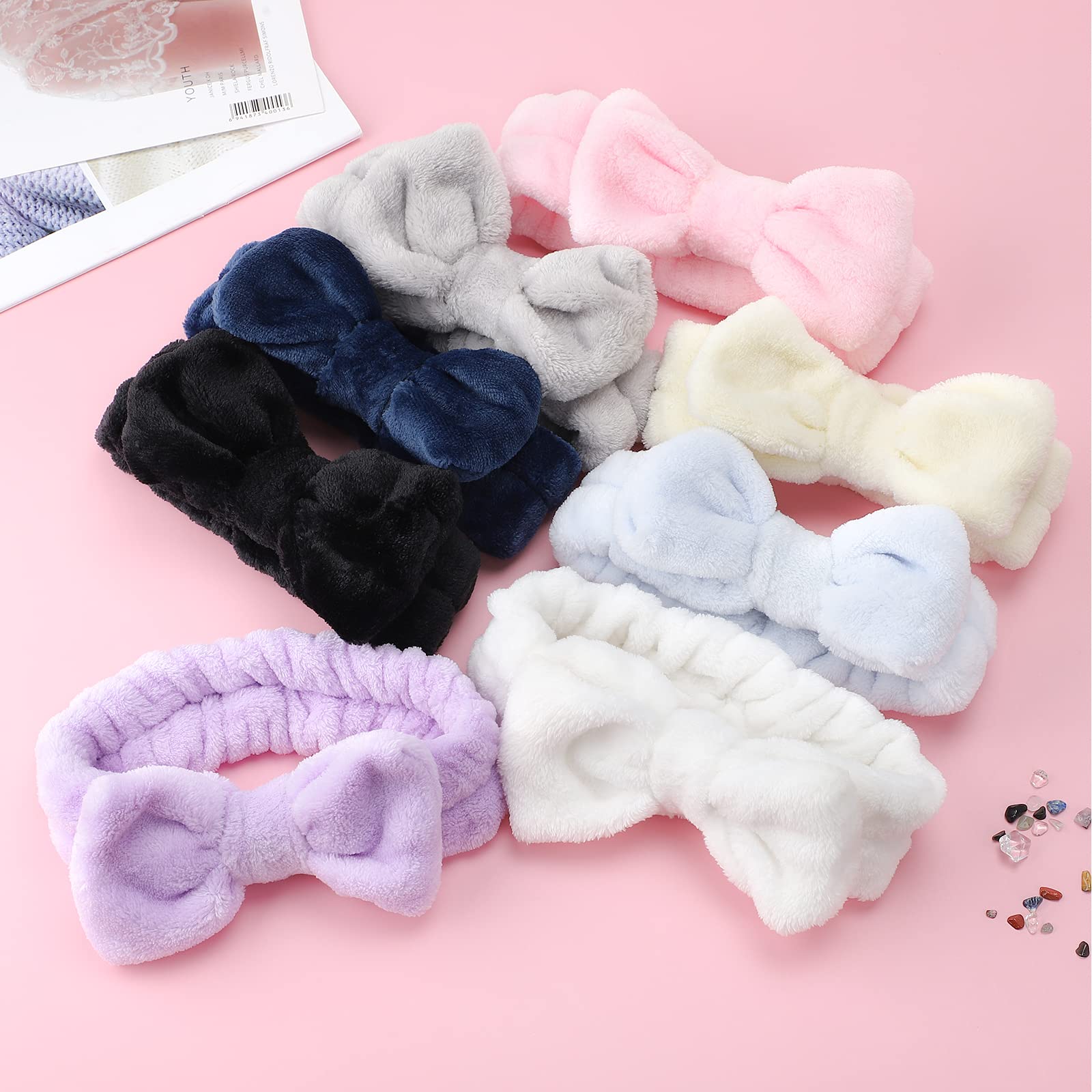 8Pcs Fluffy Spa Headbands for Women & Girls - Soft Makeup & Skincare Headbands for Washing Face, Shower, Facial Care - Perfect for Slumber Parties, Spa Days & Beauty Routines