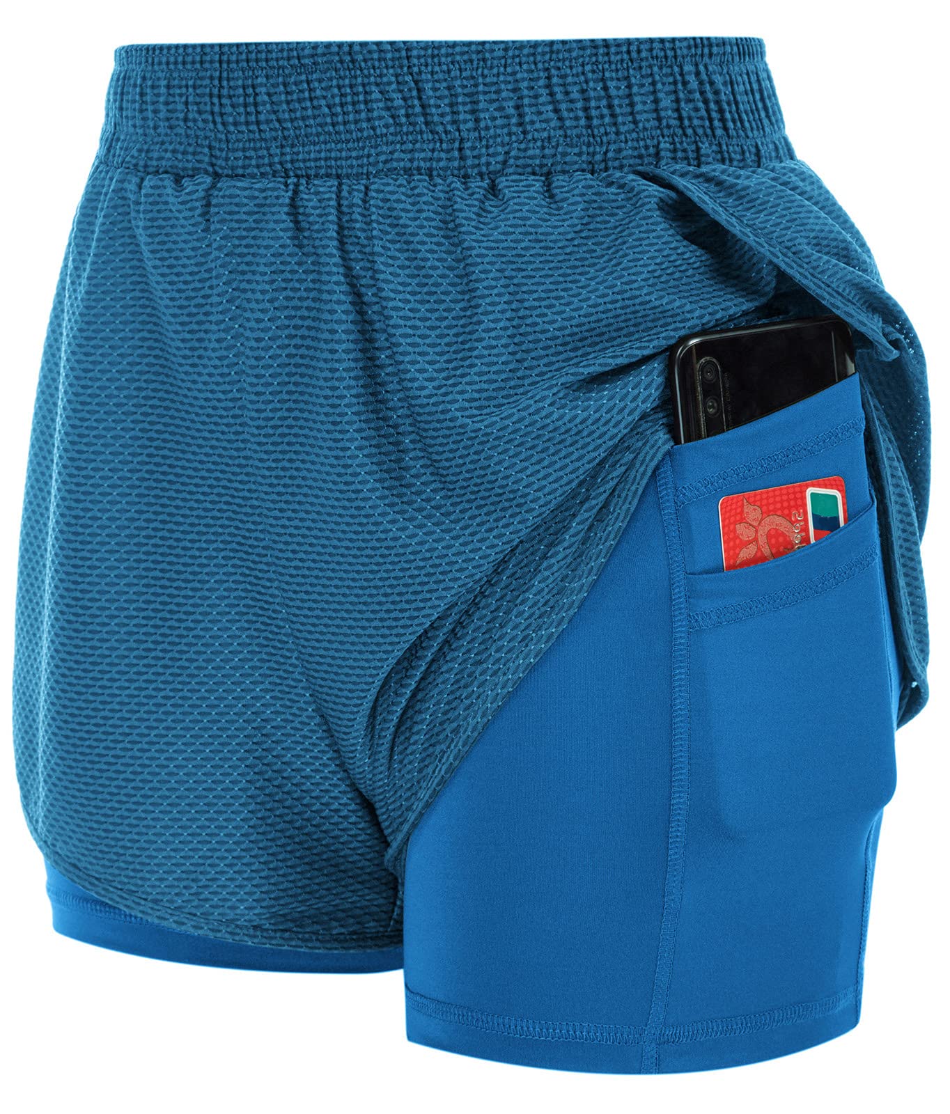 JACK SMITH Women's 2-in-1 Running Shorts with Pockets - High Waist Elastic Quick Dry Athletic Shorts for Workout, Yoga & Sports | Gym, Jogging & Outdoor Activities