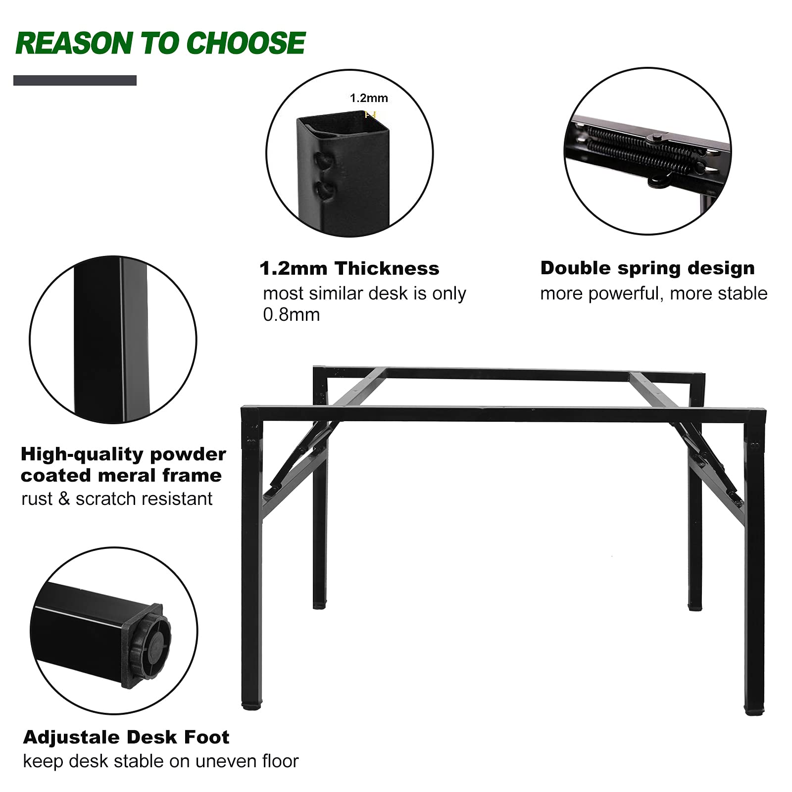 60 Inch Large Home Office Desk - Sturdy Foldable Computer Desk for Work & Gaming, No Assembly Required | Perfect for Small Spaces & Remote Work