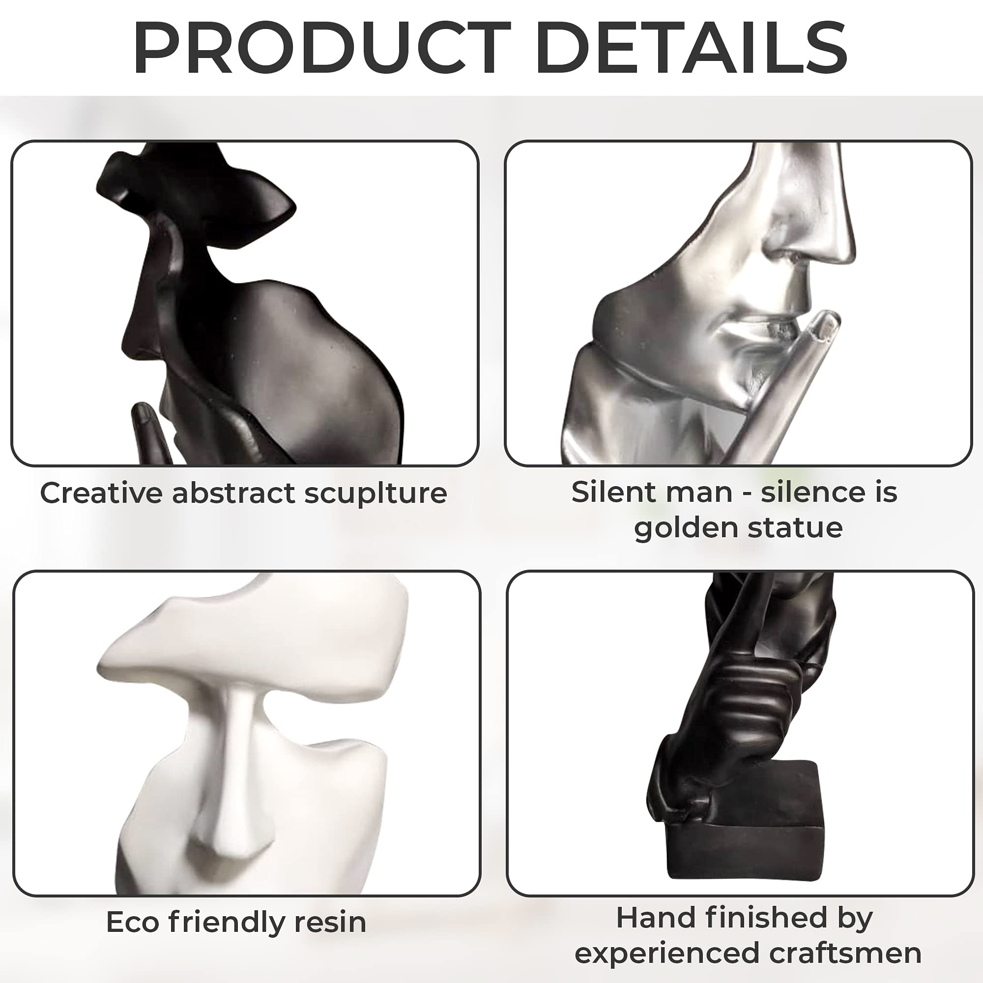 Silent Thinker Statue - 28cm Modern Abstract Sculpture for Home & Office Decor
