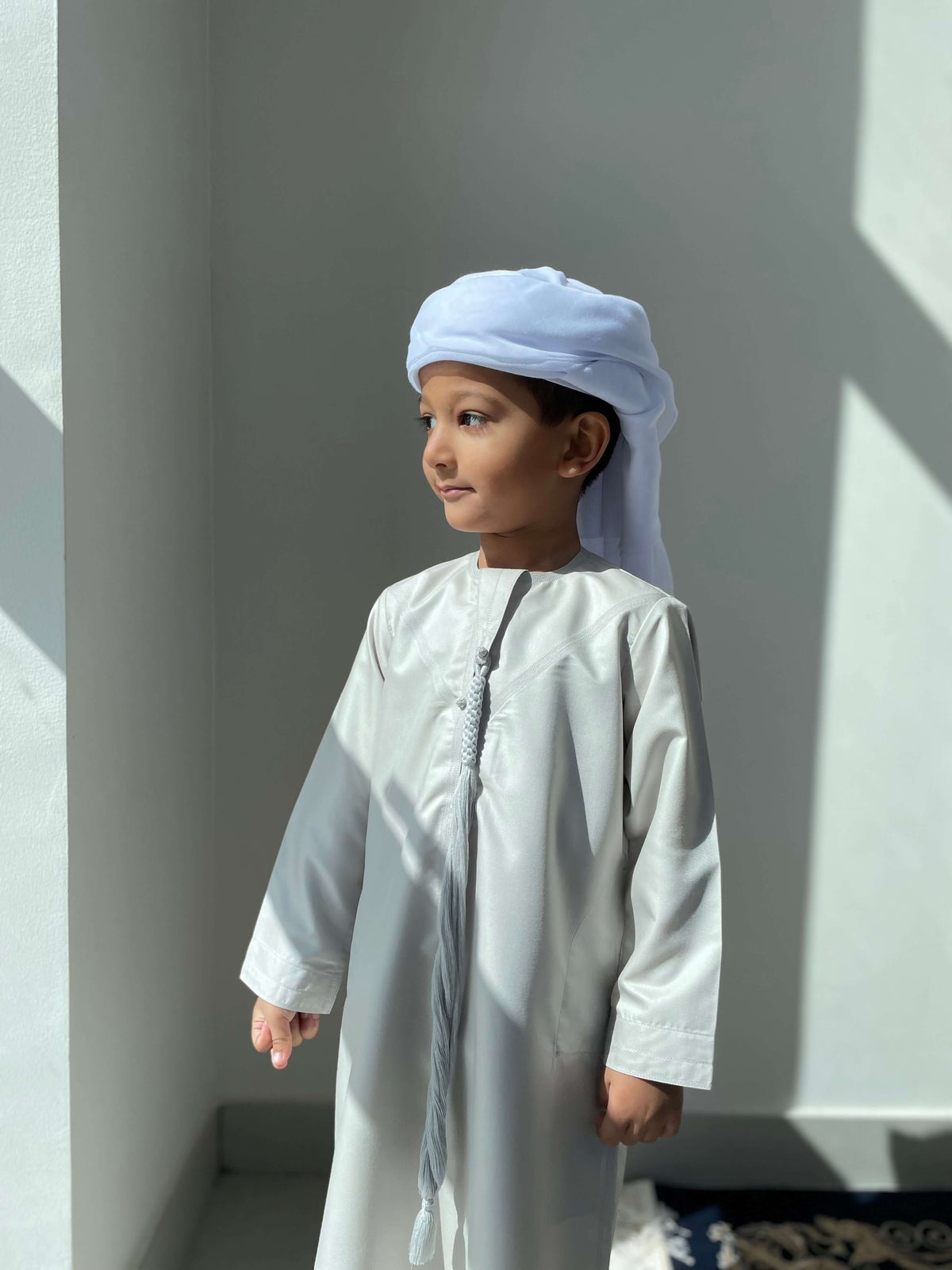 Light Green Boys Emirati Jubba Thobe for Kids - Traditional Arabic Islamic Outfit for Eid, Wedding & Special Occasions