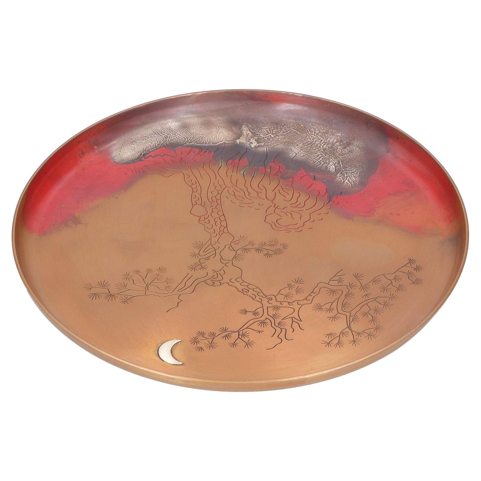 Non-Slip Round Tea Cup Holder - 19cm Chinese Red Copper Tea Plate for Home & Office - Perfect for Tea Ceremonies, Afternoon Tea, and Gifts