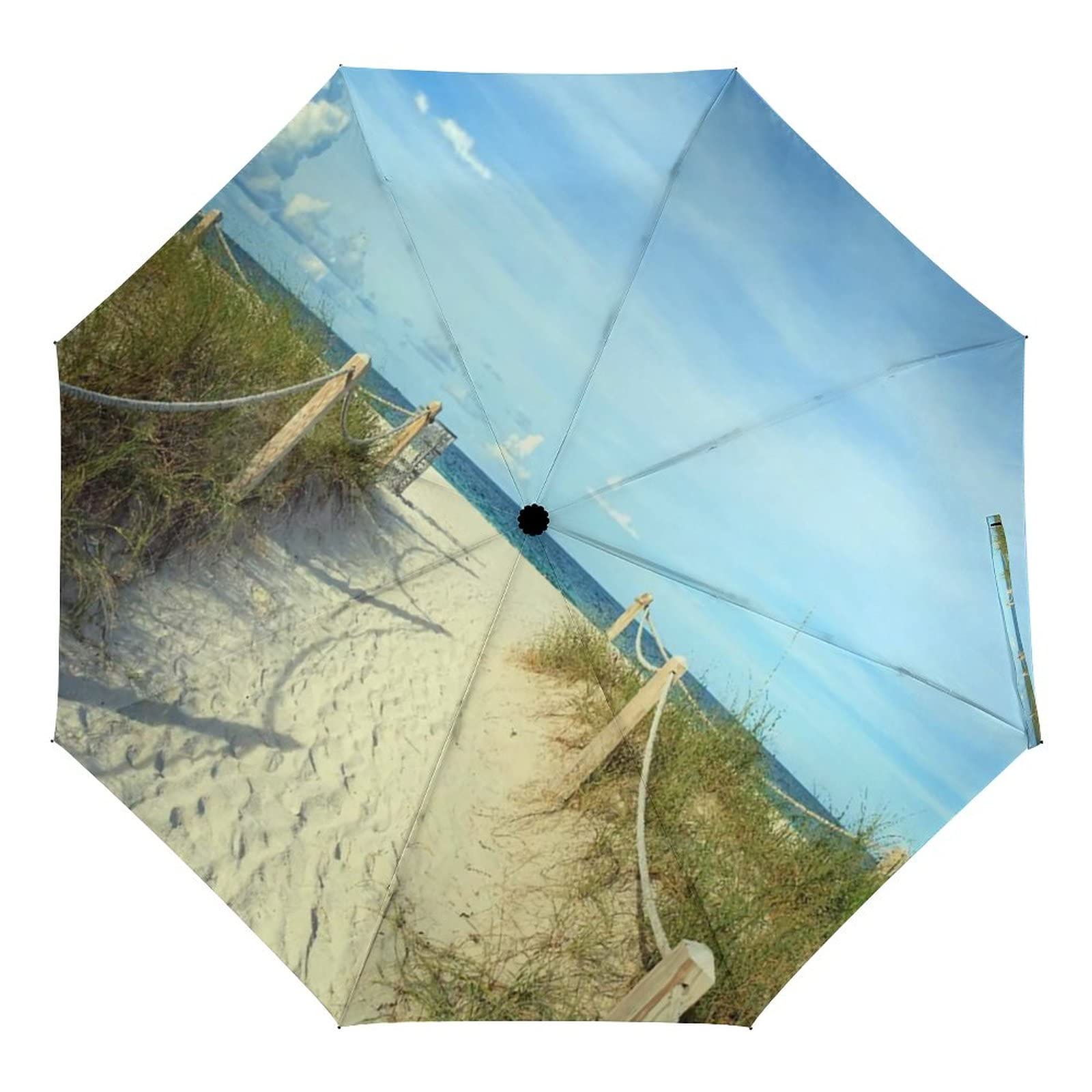 Sunset Beach2 8-Rib Windproof Compact Travel Umbrella - Auto Open/Close, Waterproof & Portable Folding Umbrella for Outdoor Activities, Beach Trips & Daily Commute
