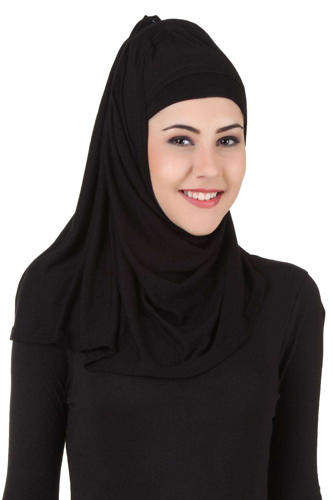 Elegant Asna Black Jersey Abaya - Modest Muslim Dress for Women - Perfect for Prayer, Daily Wear & Special Occasions