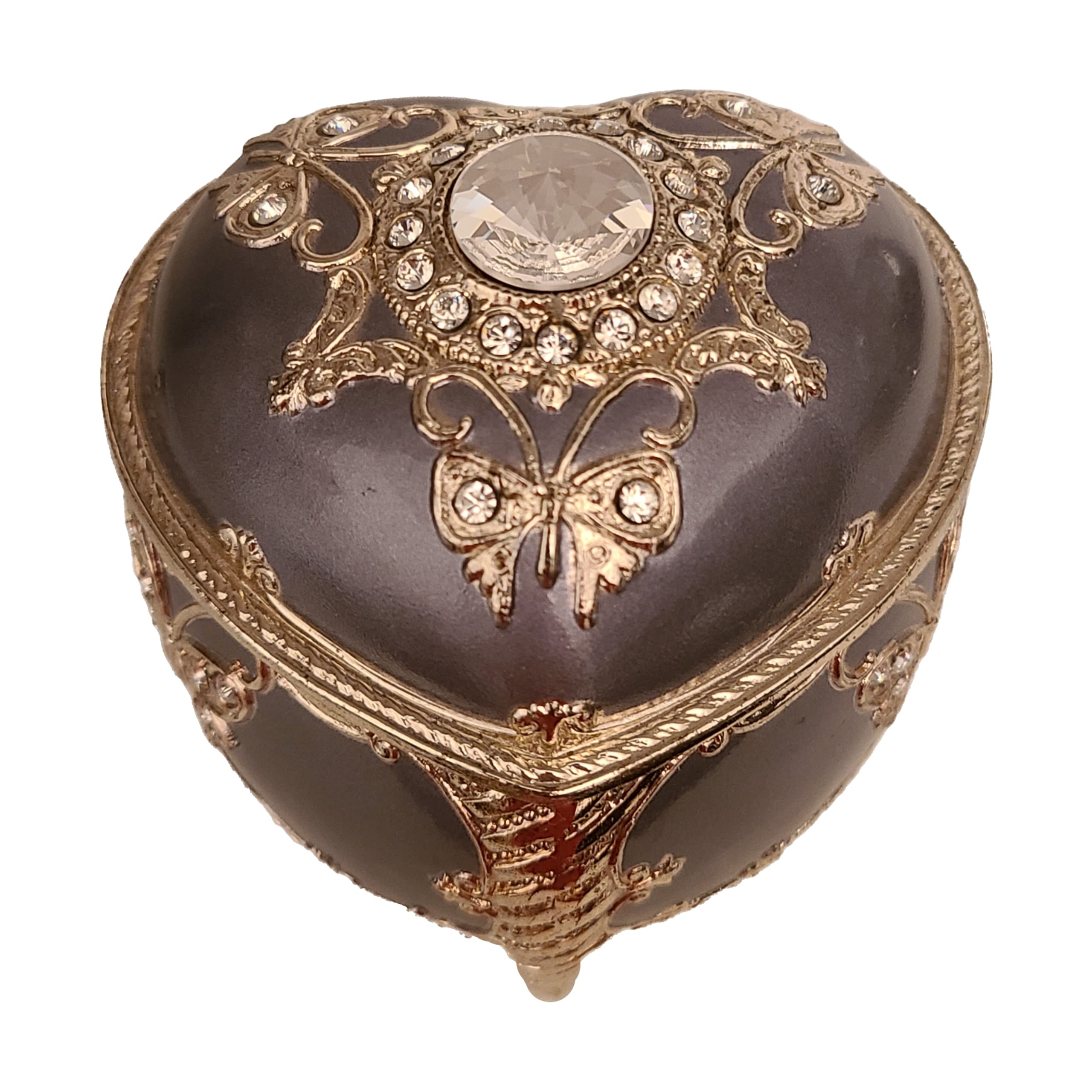 Heart-Shaped Purple Jewelry Box with Sparkling Butterfly & Austrian Crystals - Plays 'My Heart Will Go On' - Perfect for Gift Giving, Jewelry Storage & Home Decor