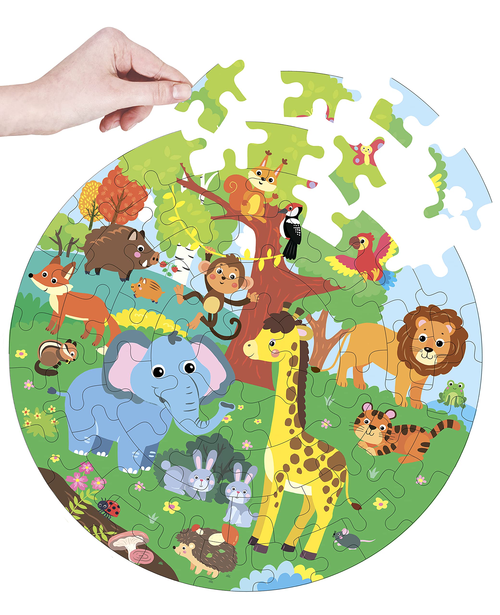 Fiddlys Creative Wooden Jigsaw Puzzle 66Pcs - Animal World Theme Educational Toy for Kids | Perfect for Family Game Night & Early Childhood Learning Activities