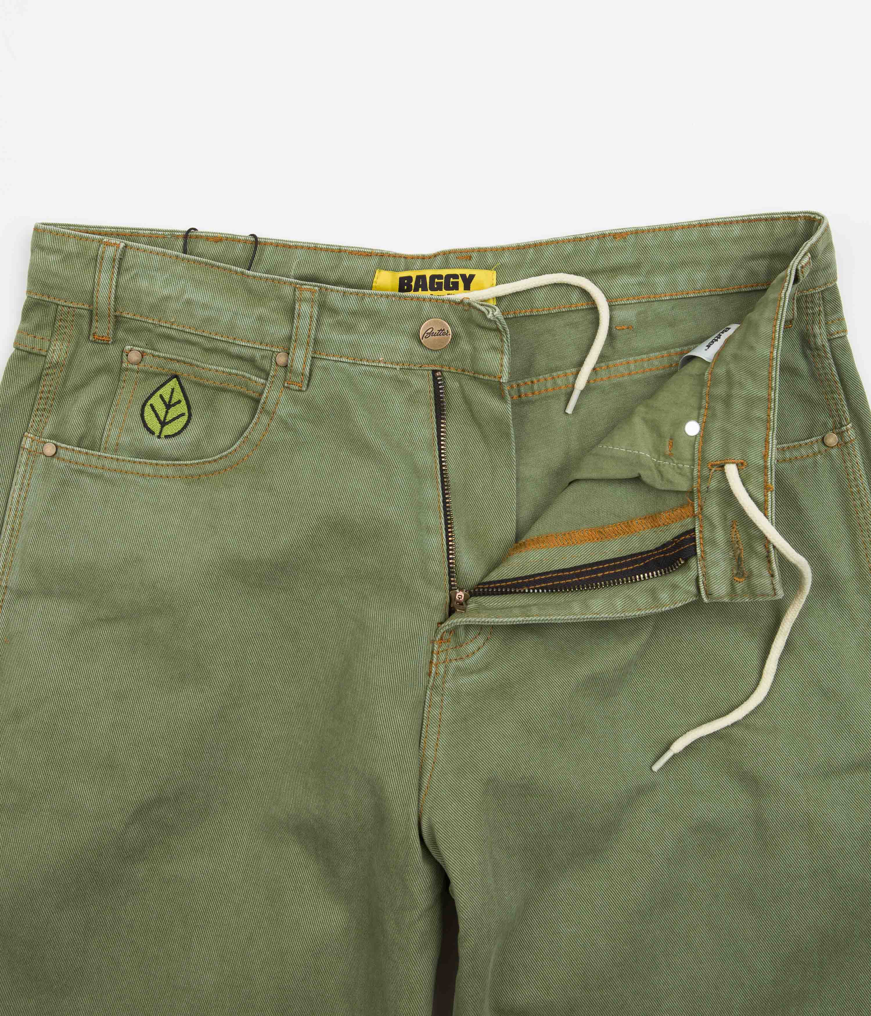 Butter Goods Heavyweight Weatherproof Jeans for Men - Durable Army Green Denim Pants for Outdoor Work & Casual Wear