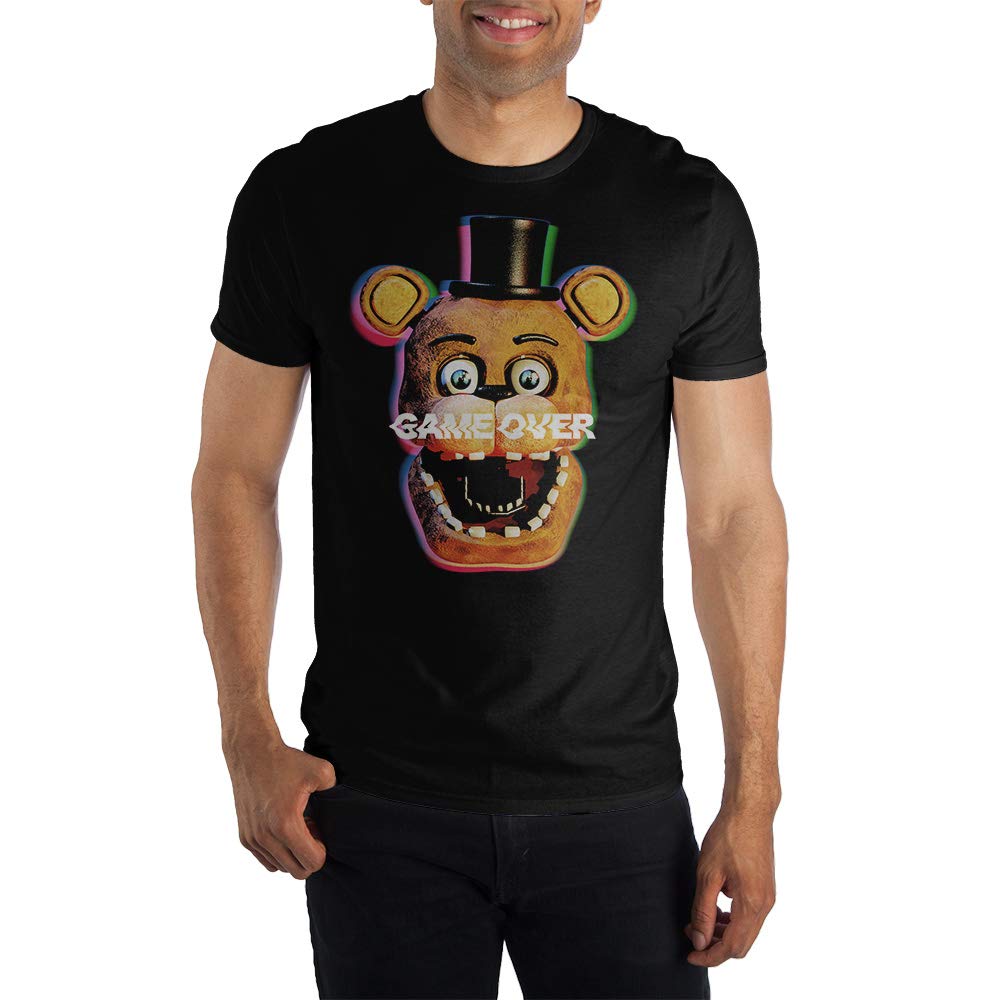 Five Nights at Freddy's Freddy Fazbear Blue Shadow Graphic Men's Black T-Shirt | Horror Game Merchandise for Fans & Cosplay