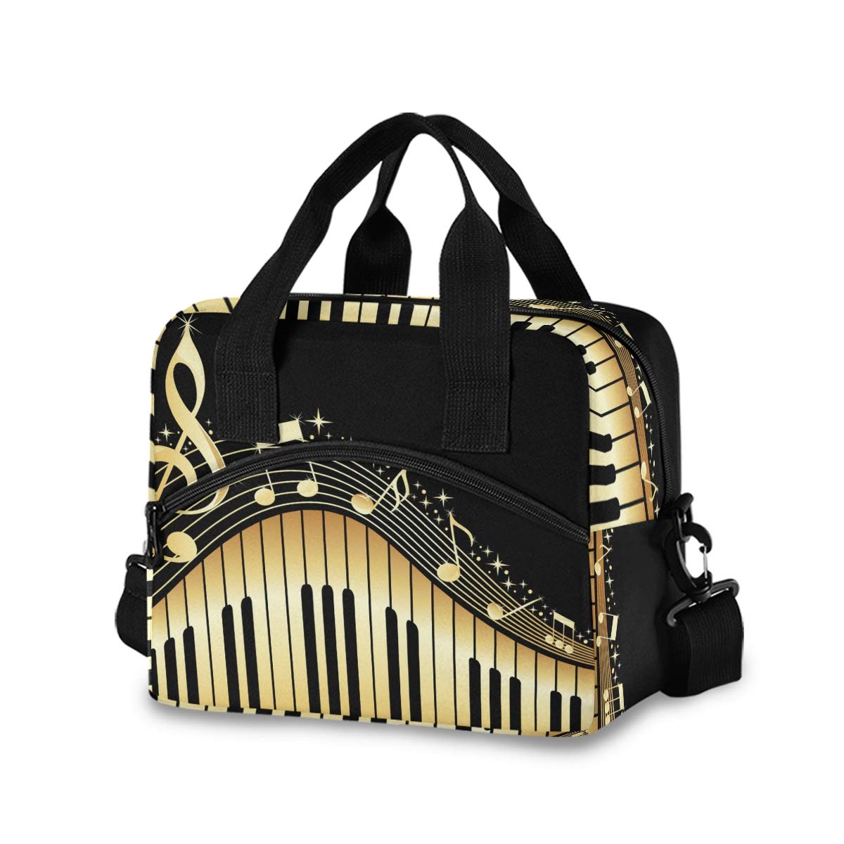 ZZKKO Insulated Lunch Bag - Retro Music Note Design, Portable Cooler Tote for Meal Prep & Food Storage | Perfect for Office, Travel, Picnic & Outdoor Activities | Leak-Proof Zipper & Thermal Insulation