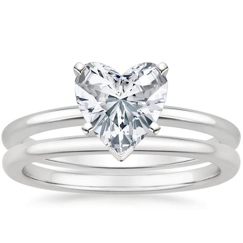 2 CT Colorless Moissanite Solitaire Heart Engagement Ring Set for Women - Wedding, Bridal, Anniversary Jewelry Gift - Perfect for Proposals, Weddings & Special Occasions