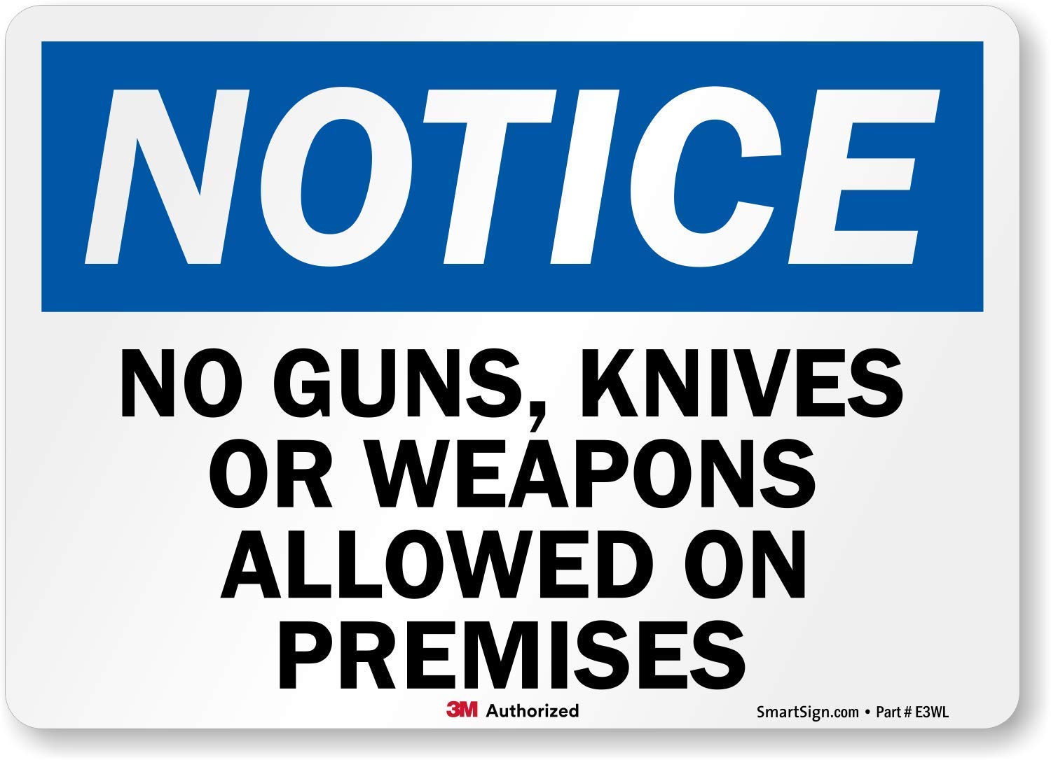 No Guns, Knives or Weapons Allowed Sign - OSHA Compliant Warning Sign for Businesses, Schools & Public Spaces