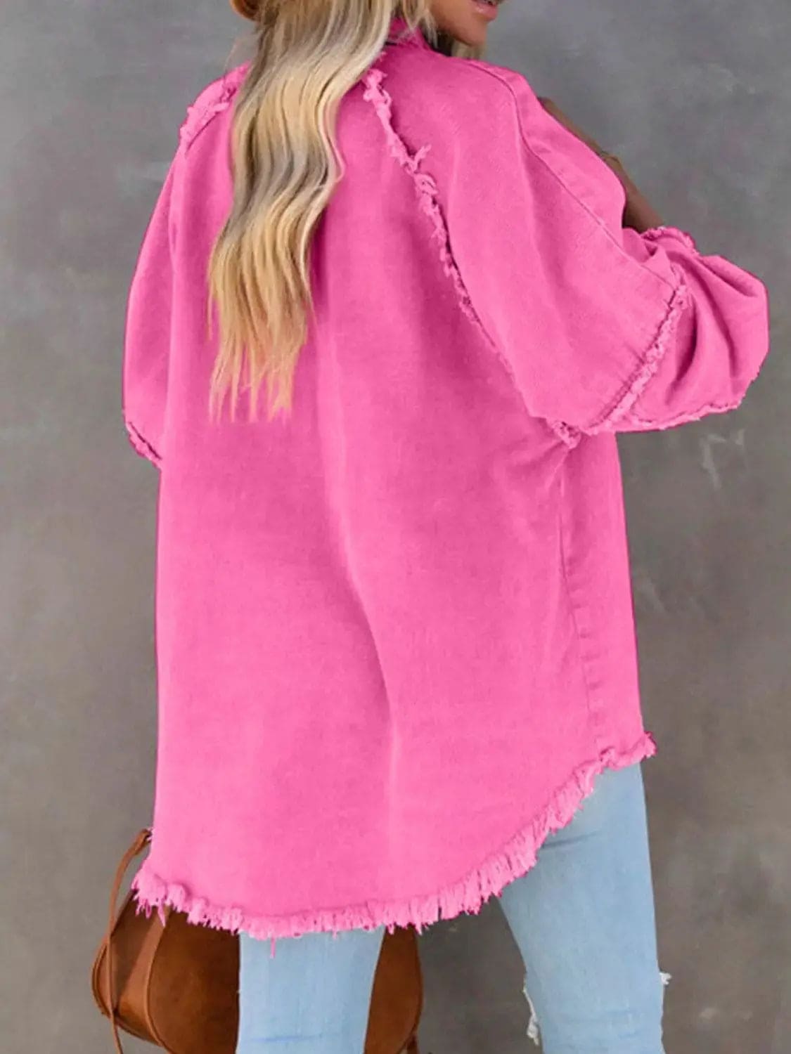 Stylish Button Down Raw Hem Denim Jacket for Women & Men | Distressed Denim Jacket with Raw Edge Details | Perfect for Casual Outfits, Streetwear & Layering