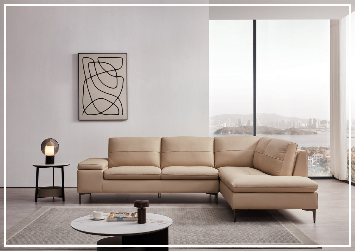 Gio Italia Decker L-Shaped Italian Leather Sectional Sofa - Modern Luxury Living Room Furniture for Home & Office Comfort